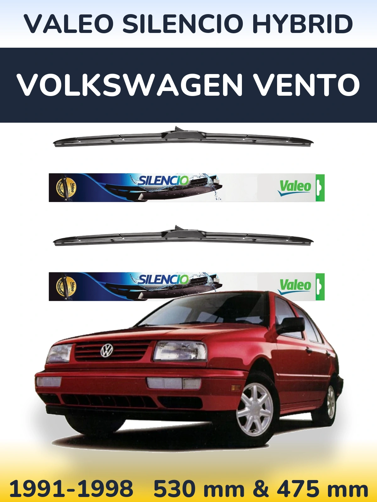 Комплект передніх щіток Valeo Silencio Hybrid 530 & 475 мм для Volkswagen Vento 1991-1998