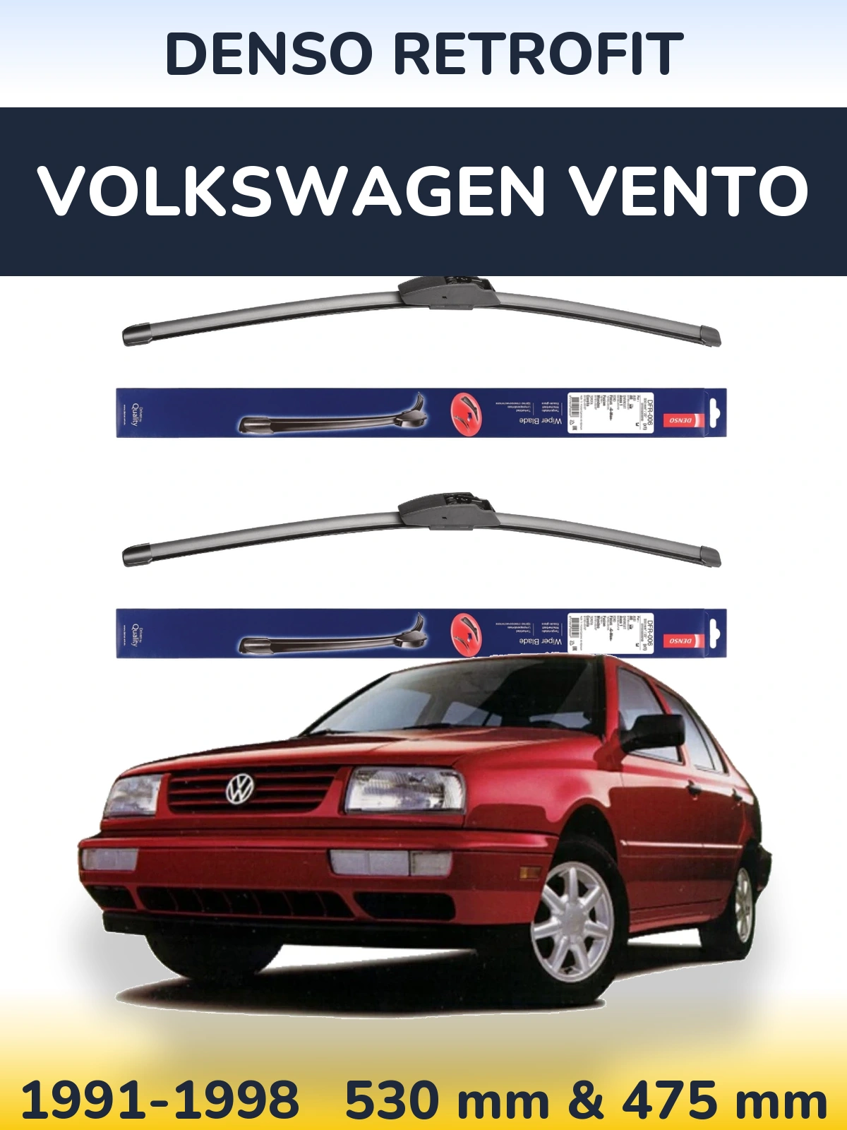Komplet przednich wycieraczek Denso Retrofit 530 & 475 mm do Volkswagen Vento 1991-1998