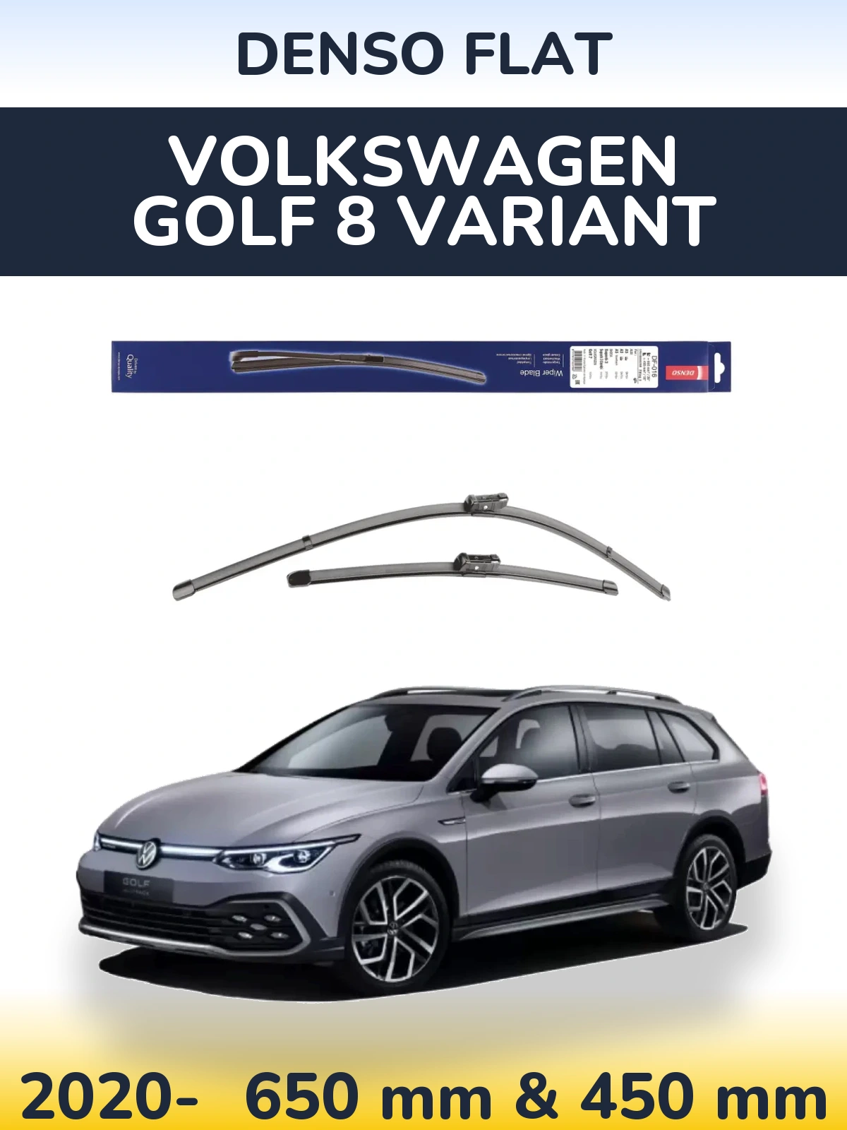 Komplet przednich wycieraczek Denso Flat 650 & 450 mm do Volkswagen Golf 8 Variant 2020-2026
