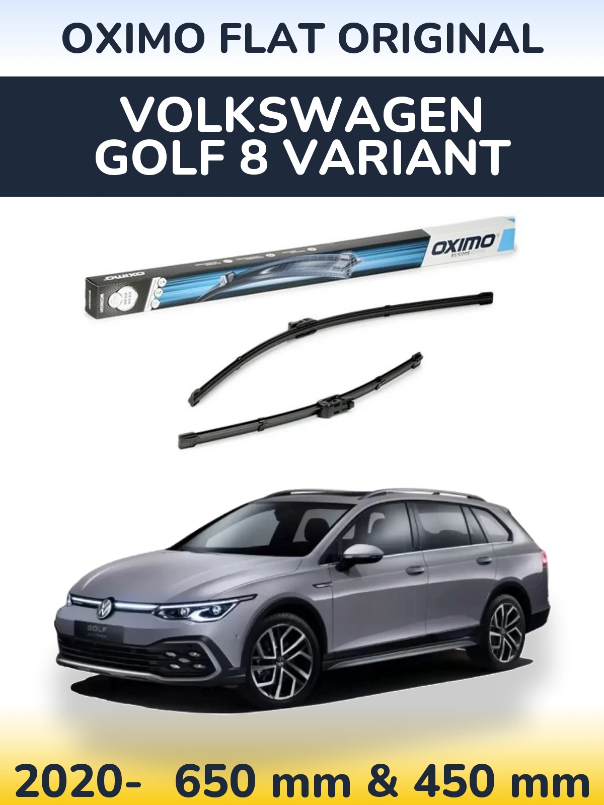 Комплект передних дворников Oximo Flat Original 650 & 450 мм для Volkswagen Golf 8 Variant 2020-2026