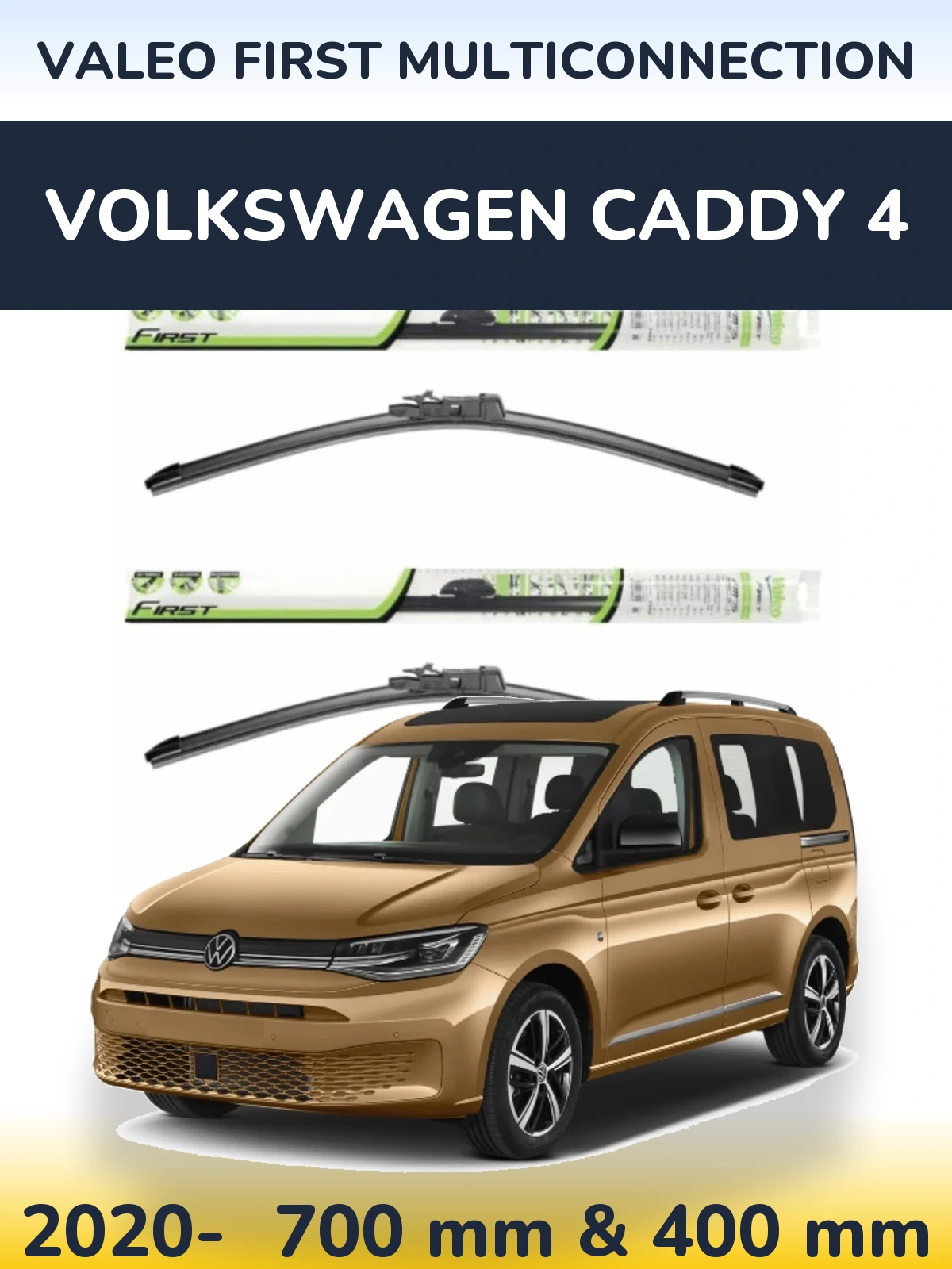 Komplet przednich wycieraczek Valeo First MultiConnection 700 & 400 mm do Volkswagen Caddy 4 2020-2026