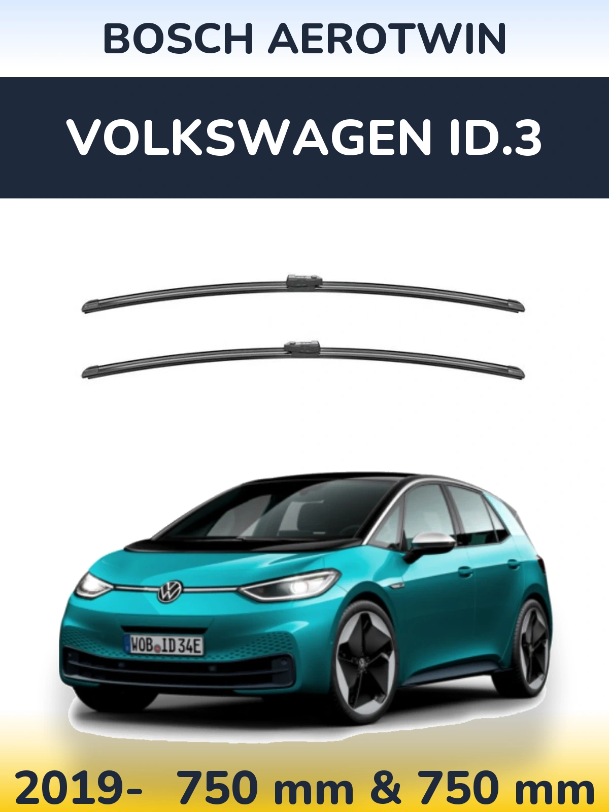 Front wiper blade set BOSCH AeroTwin 750 & 750 mm for Volkswagen ID.3 2019-2026