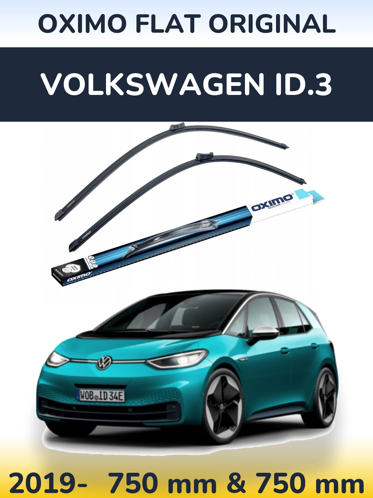 Front wiper blade set Oximo Flat Original 750 & 750 mm for Volkswagen ID.3 2019-2026