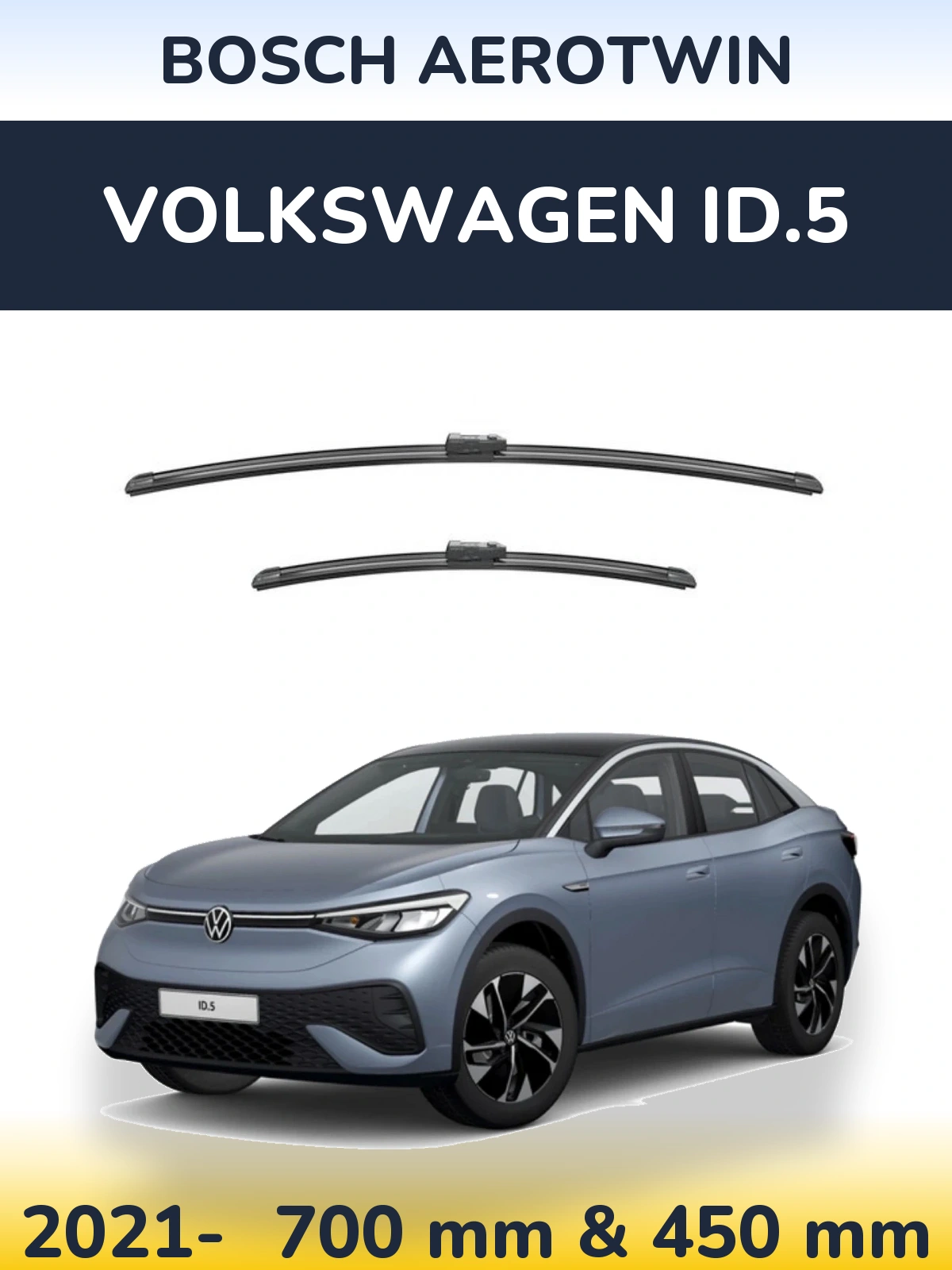 Комплект передніх щіток BOSCH AeroTwin 700 & 450 мм для Volkswagen ID.5 2021-2026