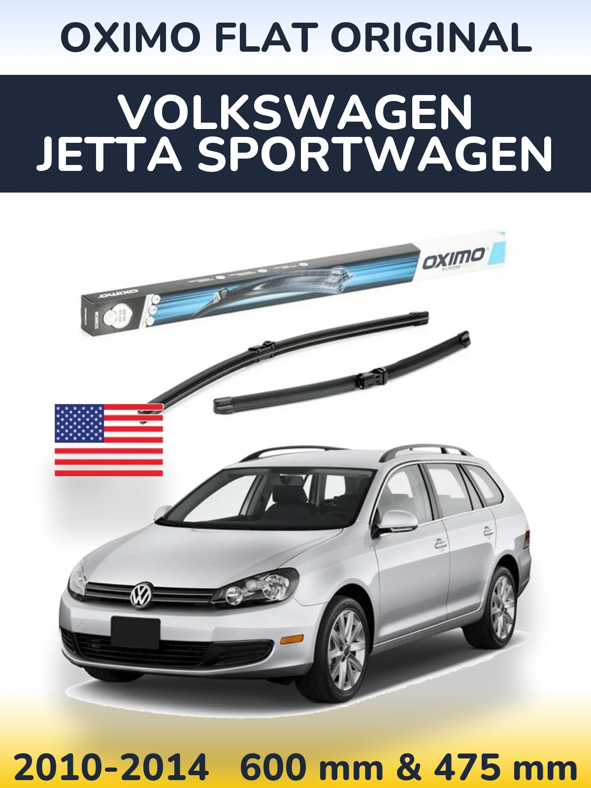 Komplet przednich wycieraczek Oximo Flat Original 600 & 475 mm do Volkswagen Jetta SportWagen 2010-2014