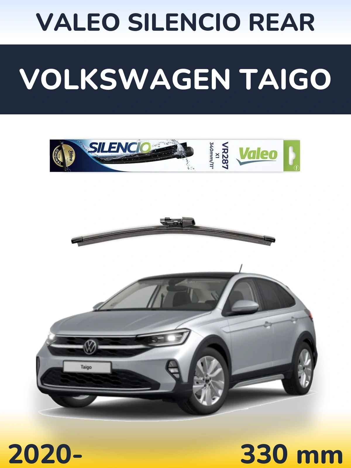 Rear wiper blade Valeo Silencio Rear 340 mm for Volkswagen Taigo 2020-2026