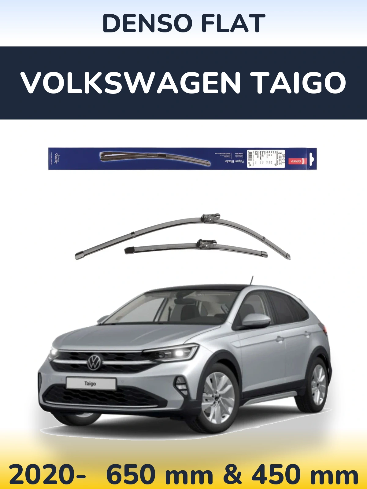 Комплект передних дворников Denso Flat 650 & 450 мм для Volkswagen Taigo 2020-2026
