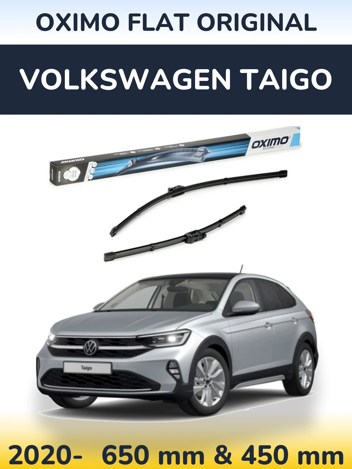 Front wiper blade set Oximo Flat Original 650 & 450 mm for Volkswagen Taigo 2020-2026