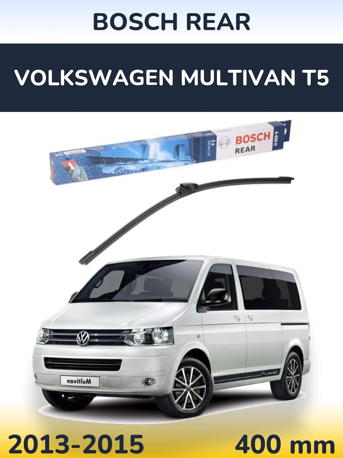 Rear wiper blade BOSCH Rear 400 mm for Volkswagen Multivan T5 2013-2015