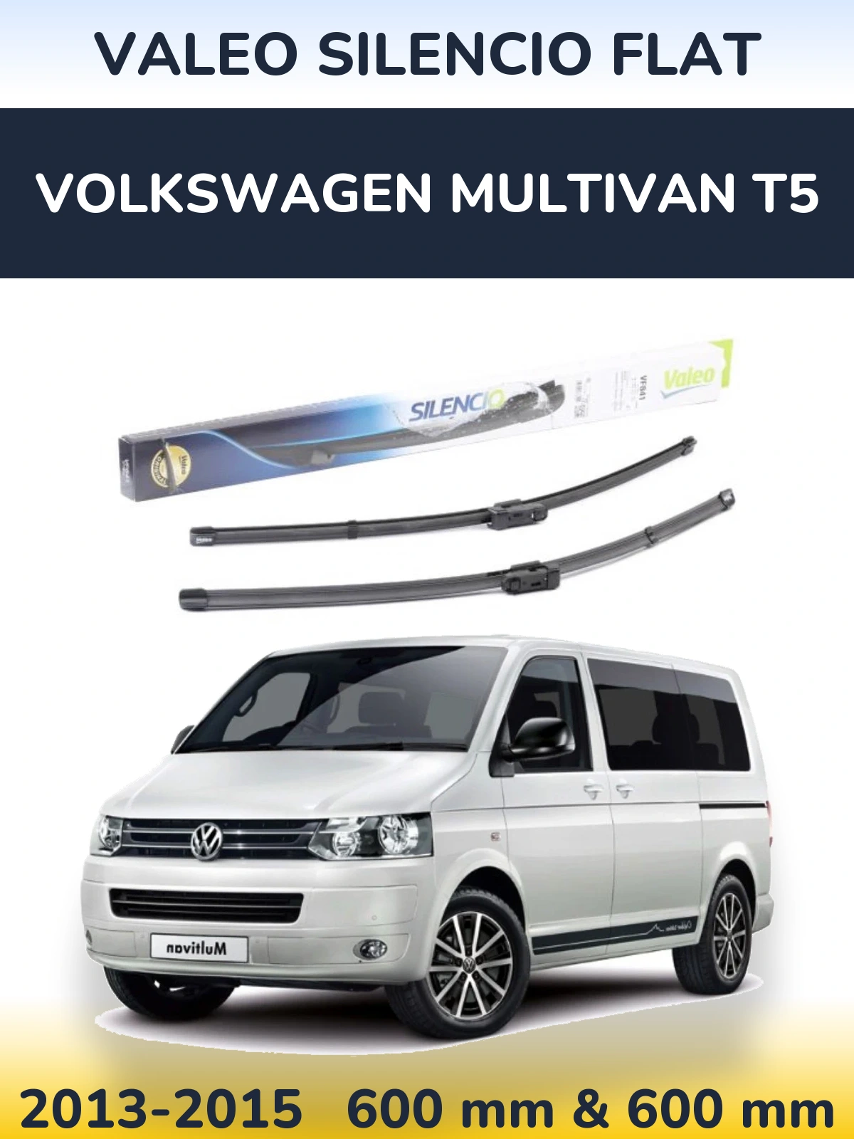 Комплект передних дворников Valeo Silencio Flat 600 & 600 мм для Volkswagen Multivan T5 2013-2015