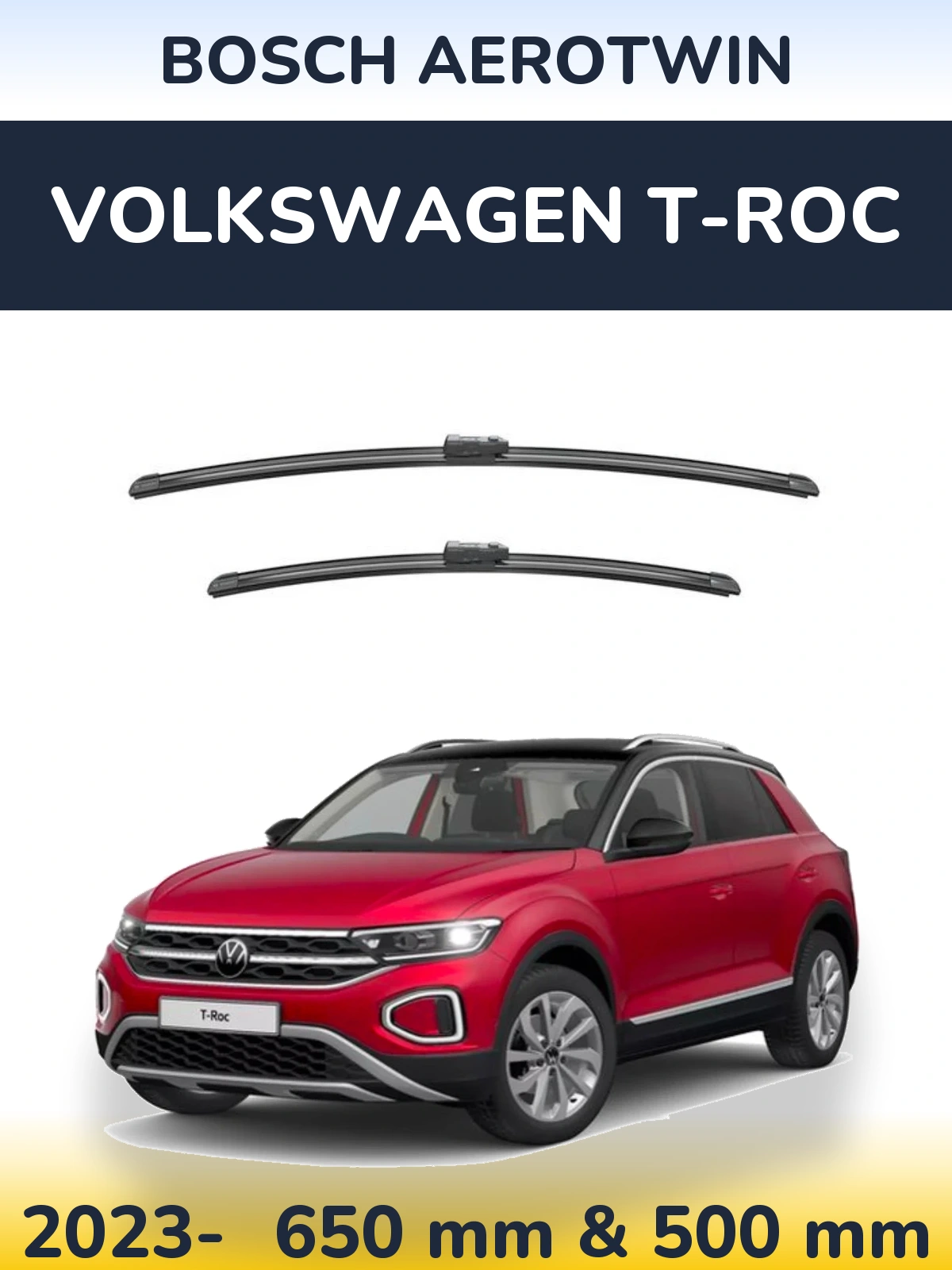 Front wiper blade set BOSCH AeroTwin 650 & 500 mm for Volkswagen T-Roc 2023-2026