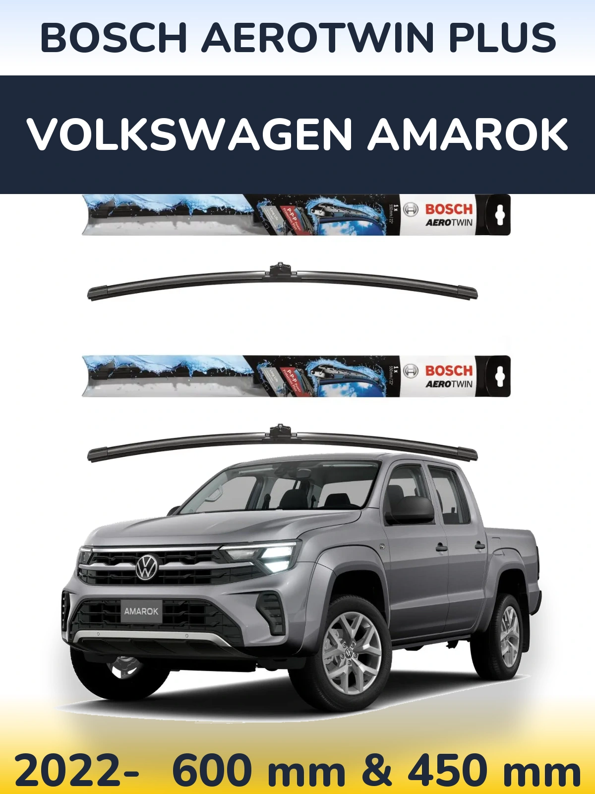 Komplet przednich wycieraczek BOSCH AeroTwin Plus 600 & 450 mm do Volkswagen Amarok 2022-2026