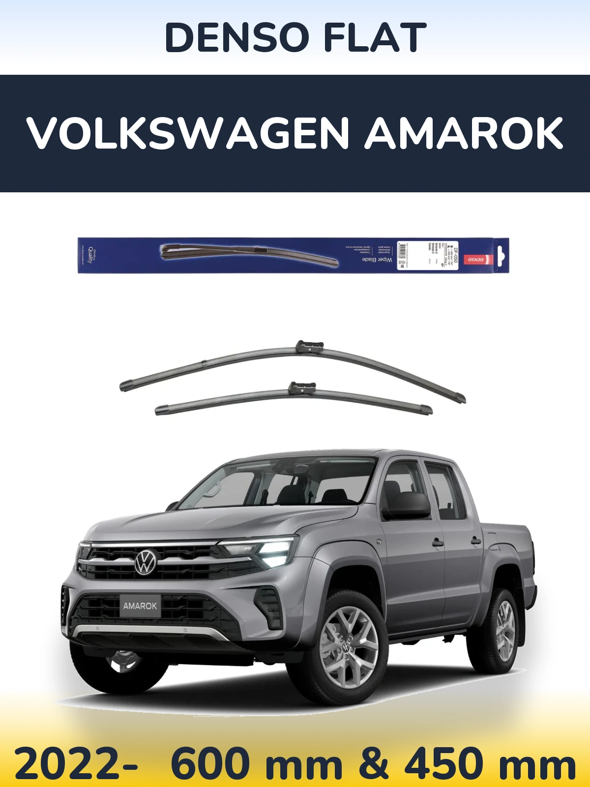 Комплект передних дворников Denso Flat 600 & 450 мм для Volkswagen Amarok 2022-2026