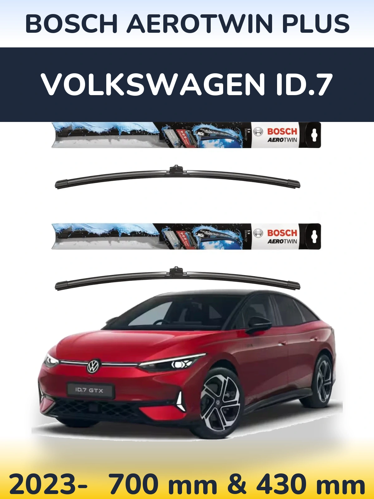 Komplet przednich wycieraczek BOSCH AeroTwin Plus 700 & 430 mm do Volkswagen ID.7 2023-2026