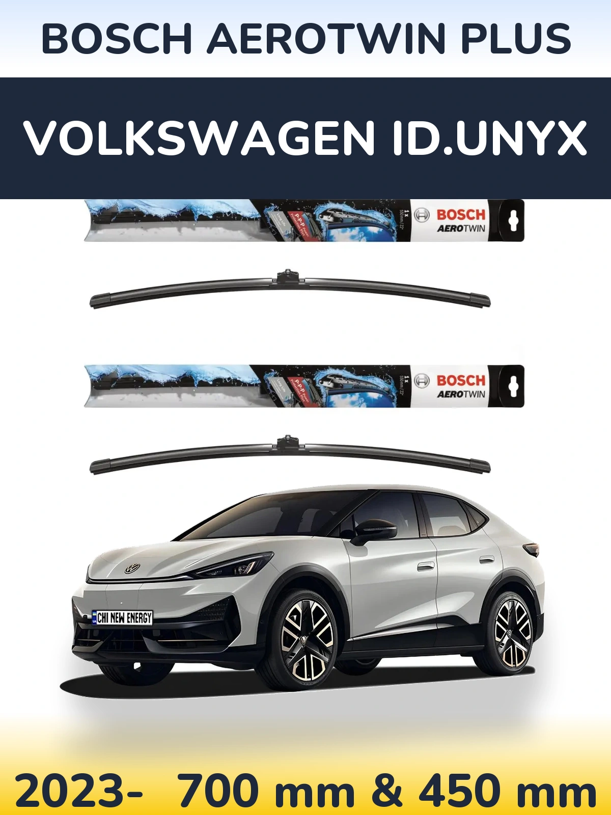 Front wiper blade set BOSCH AeroTwin Plus 700 & 450 mm for Volkswagen ID.UNYX 2023-2026