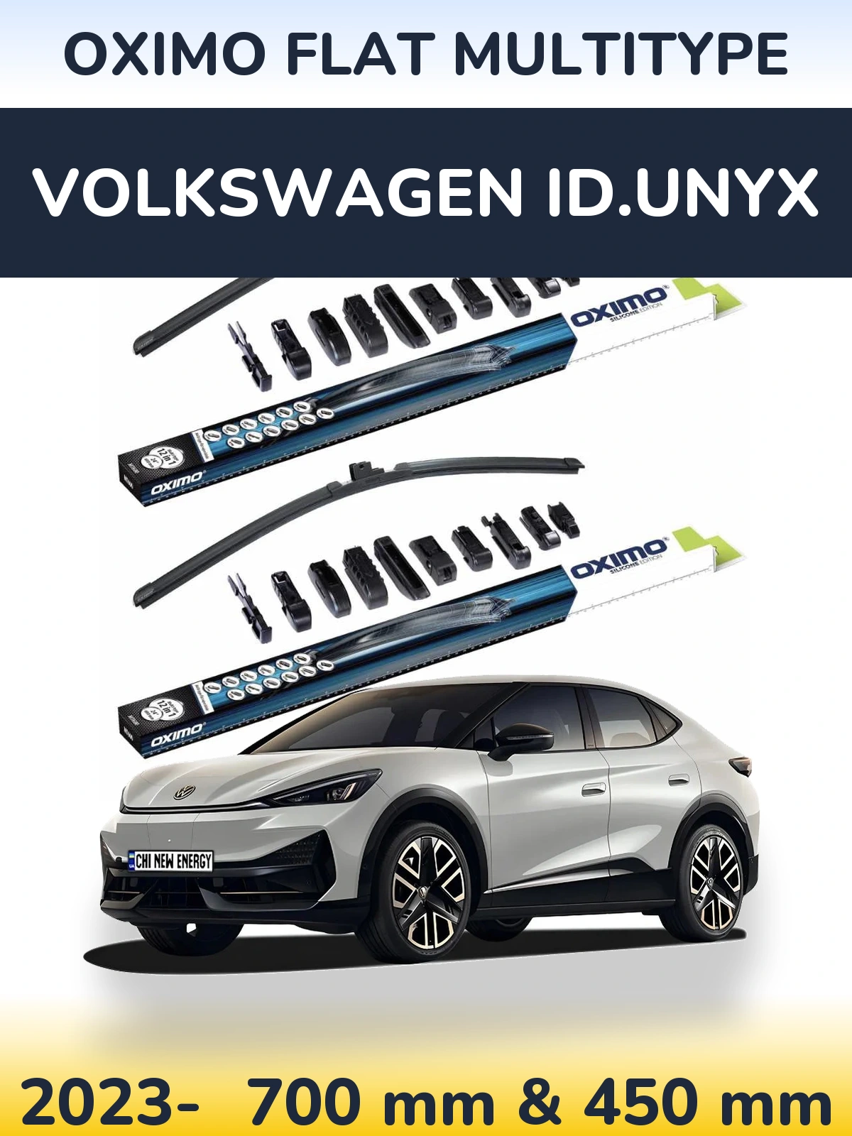 Front wiper blade set Oximo Flat MultiTypee 700 & 450 mm for Volkswagen ID.UNYX 2023-2026