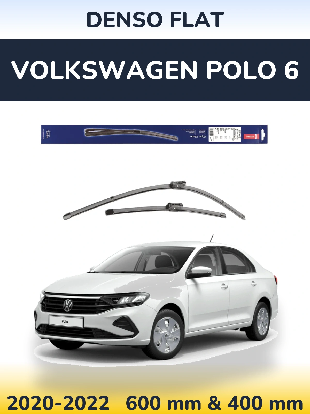 Komplet przednich wycieraczek Denso Flat 600 & 380 mm do Volkswagen Polo 6 2020-2022