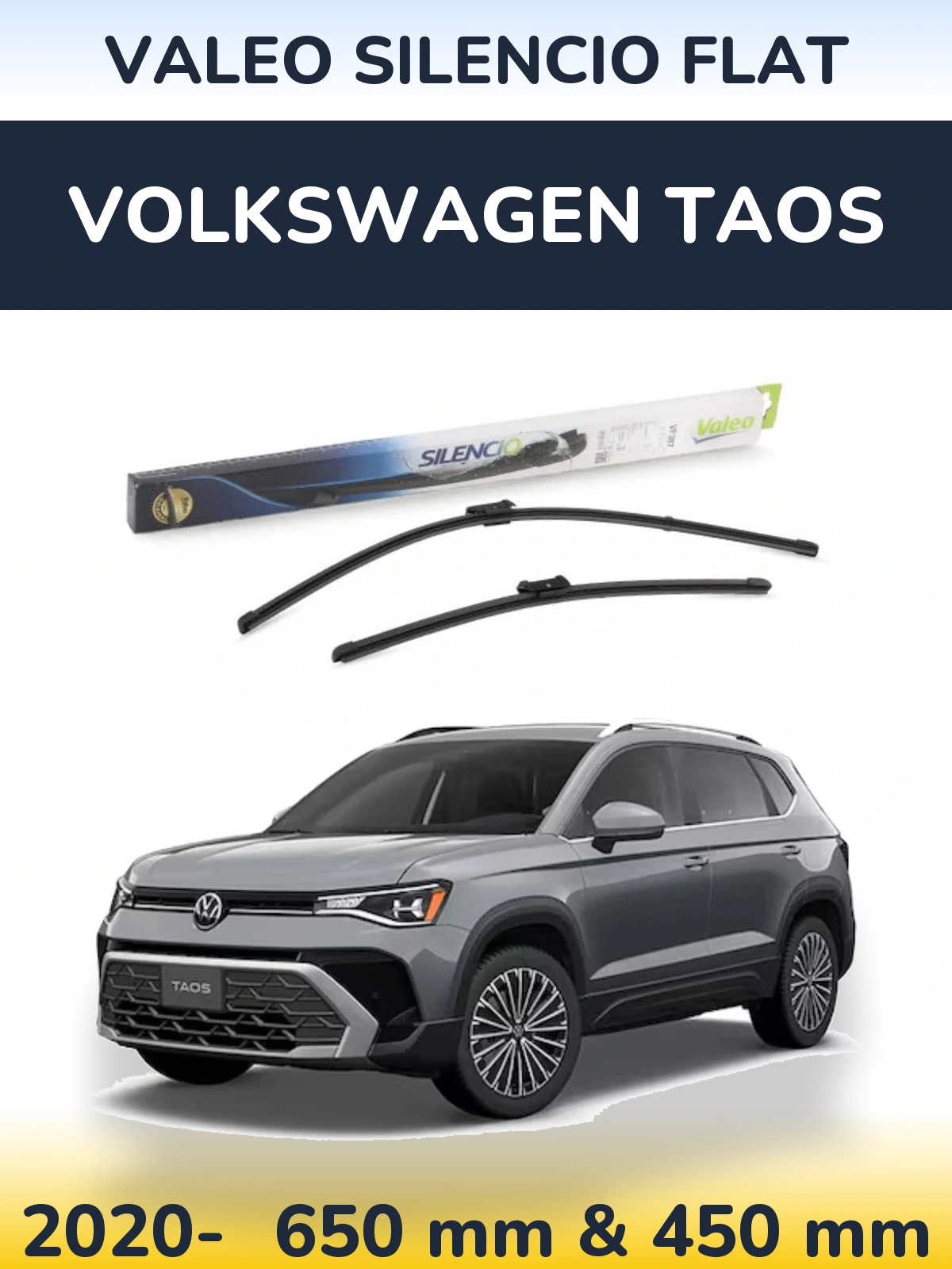 Комплект передніх щіток Valeo Silencio Flat 650 & 450 мм для Volkswagen Taos 2020-2026