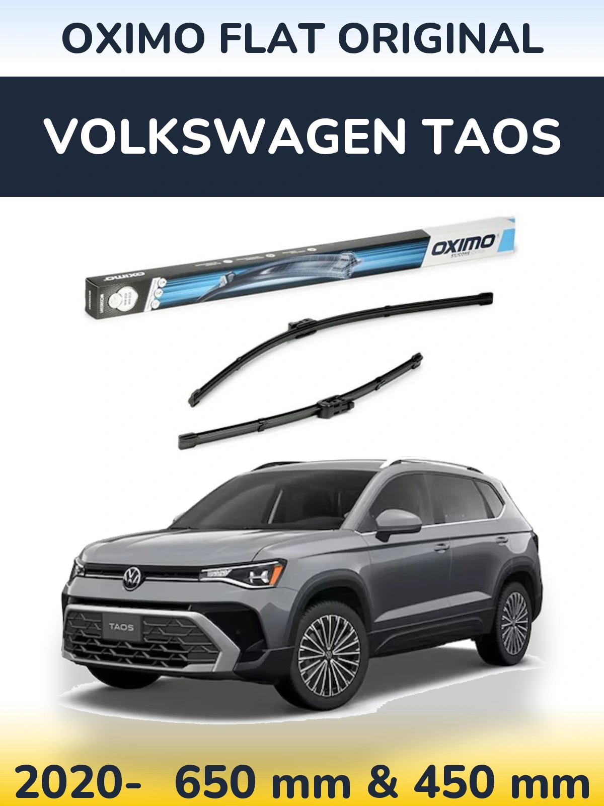 Комплект передніх щіток Oximo Flat Original 650 & 450 мм для Volkswagen Taos 2020-2026