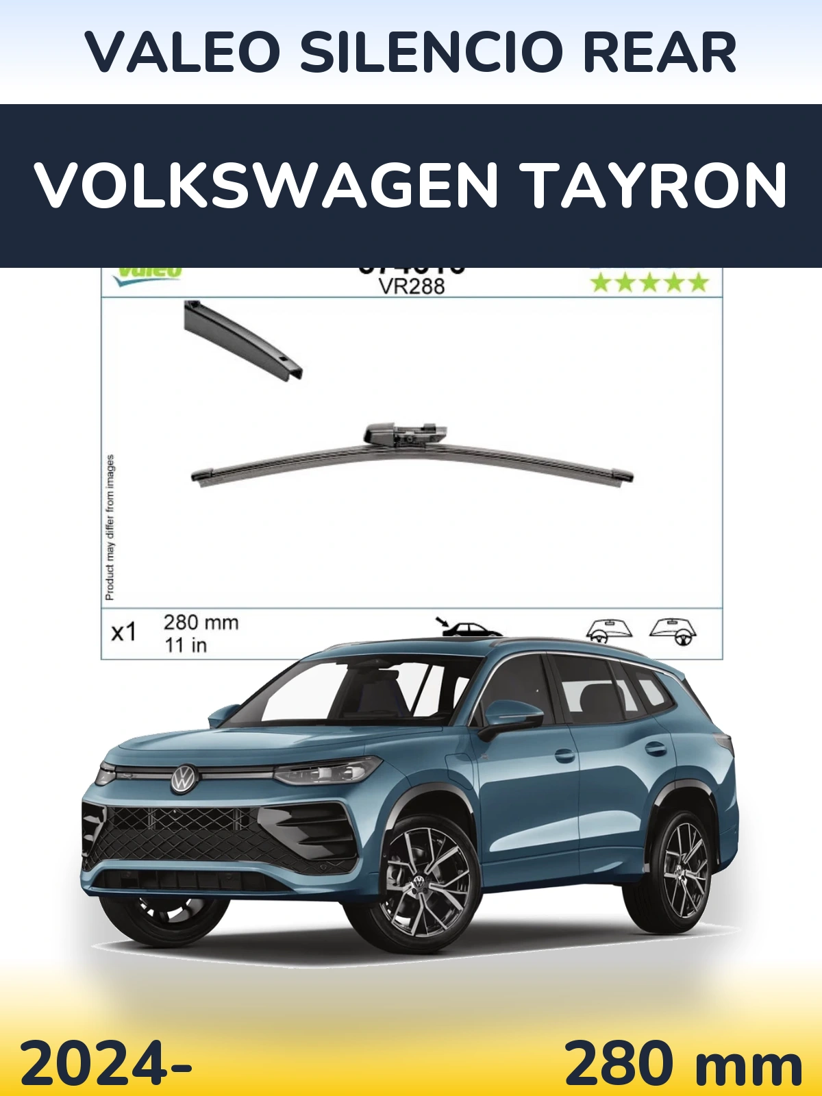 Rear wiper blade Valeo Silencio Rear 280 mm for Volkswagen Tayron 2024-2026