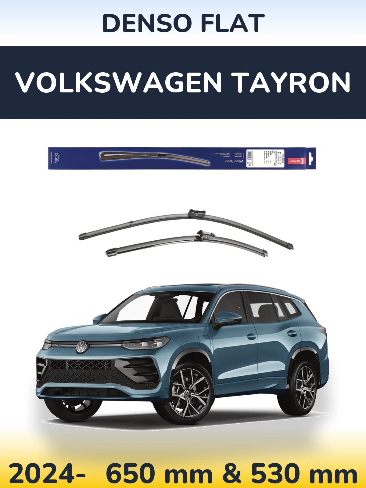 Front wiper blade set Denso Flat 640 & 520 mm for Volkswagen Tayron 2024-2026