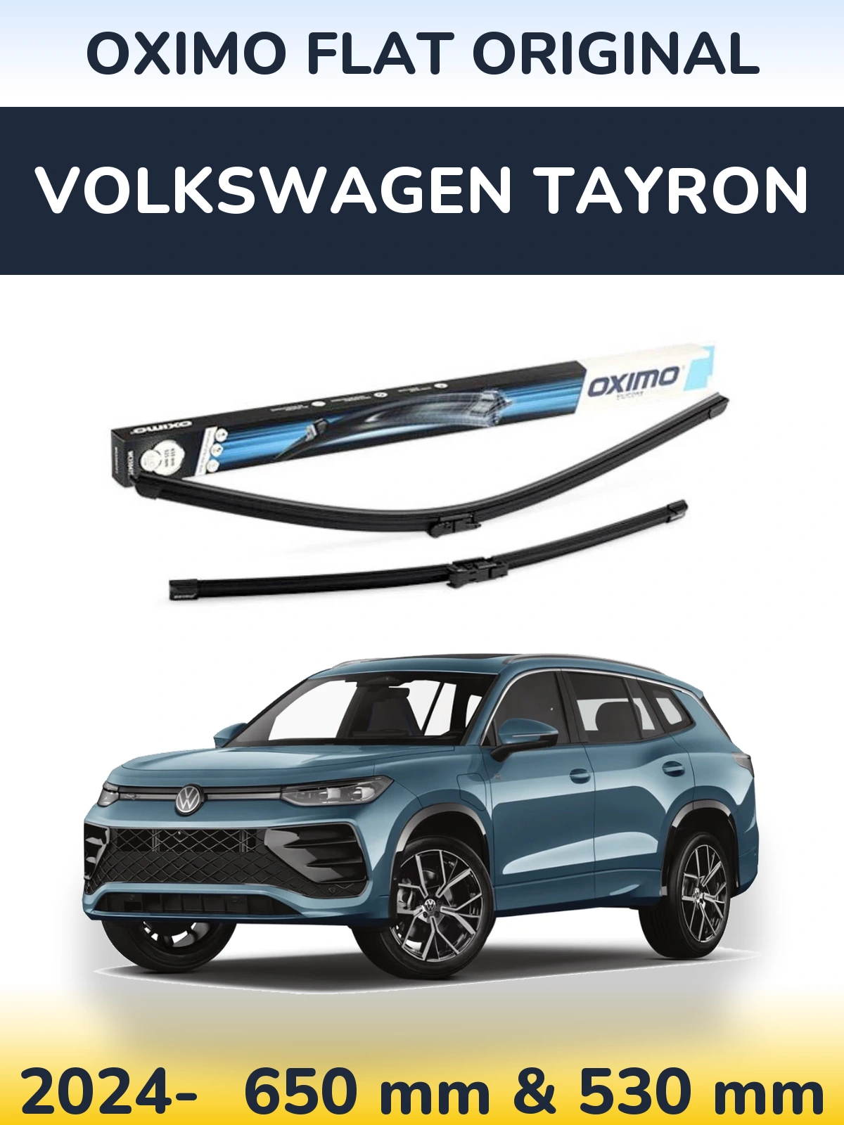 Komplet przednich wycieraczek Oximo Flat Original 650 & 530 mm do Volkswagen Tayron 2024-2026