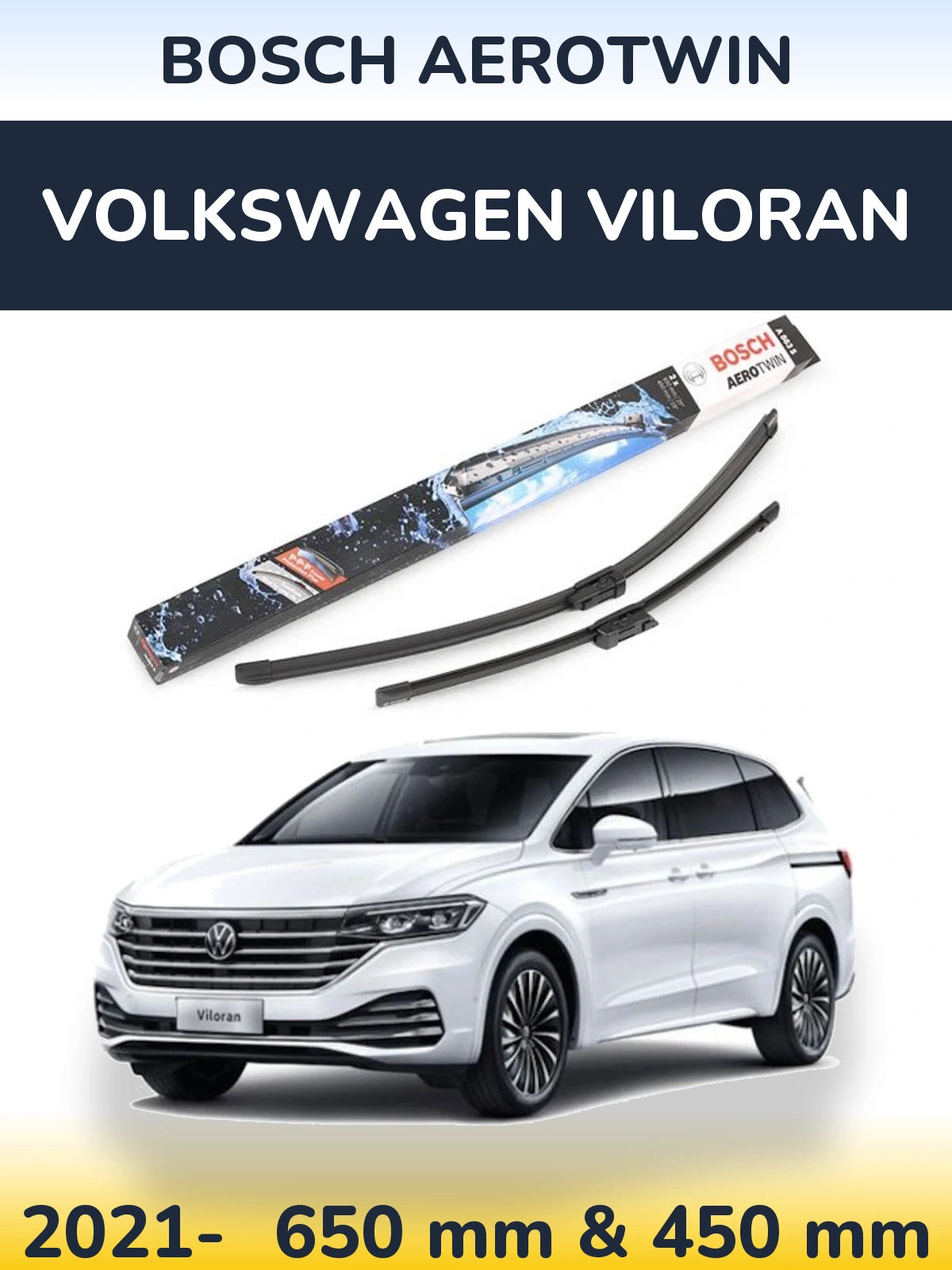 Komplet przednich wycieraczek BOSCH AeroTwin 650 & 450 mm do Volkswagen Viloran 2021-2026