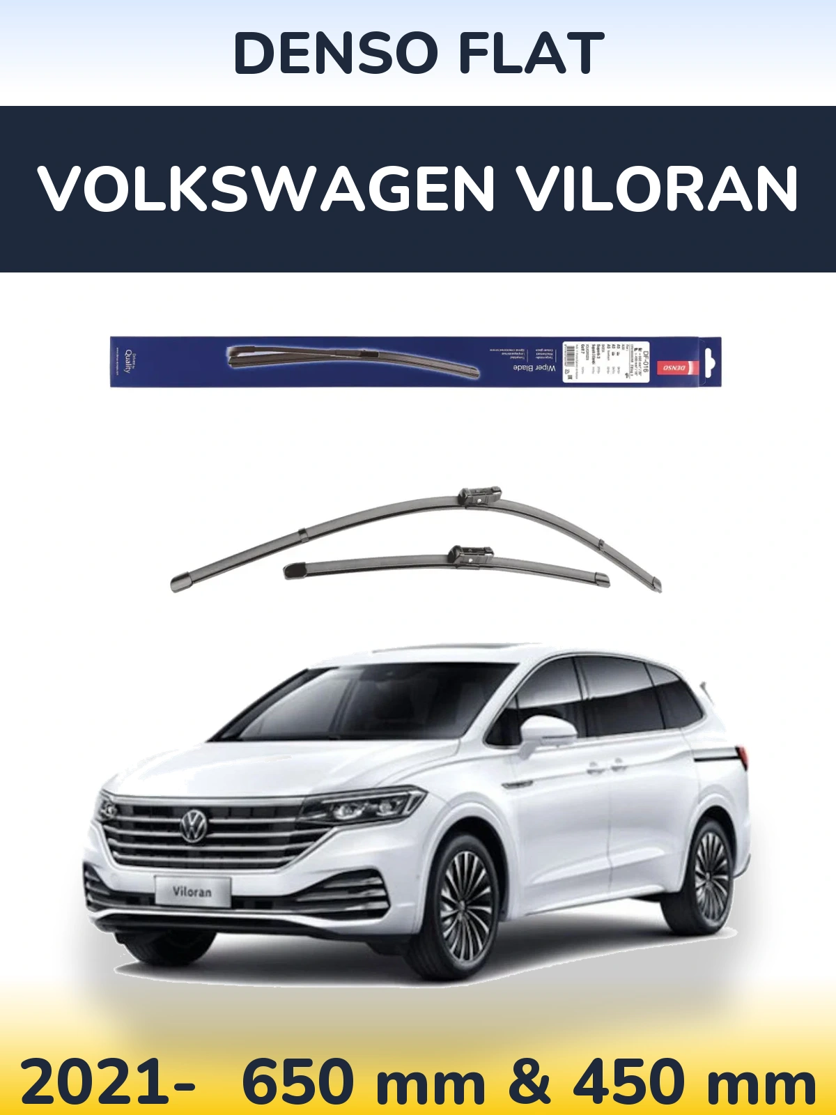 Komplet przednich wycieraczek Denso Flat 650 & 450 mm do Volkswagen Viloran 2021-2026