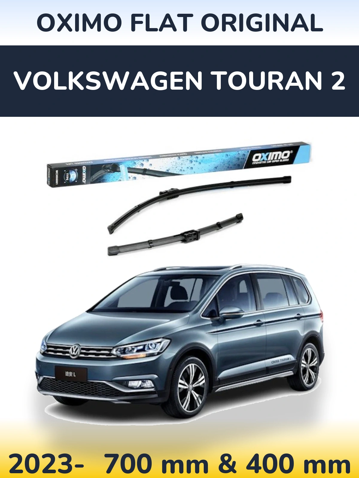 Комплект передних дворников Oximo Flat Original 700 & 400 мм для Volkswagen Touran 2 2023-2026