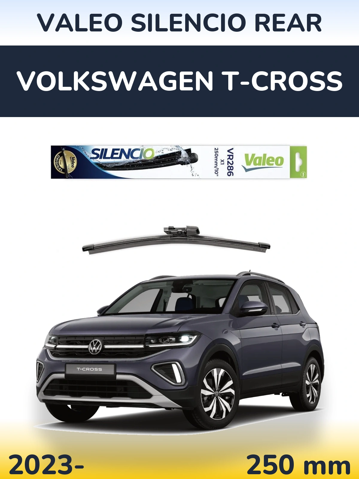 Задний дворник Valeo Silencio Rear 250 мм для Volkswagen T-Cross 2023-2026