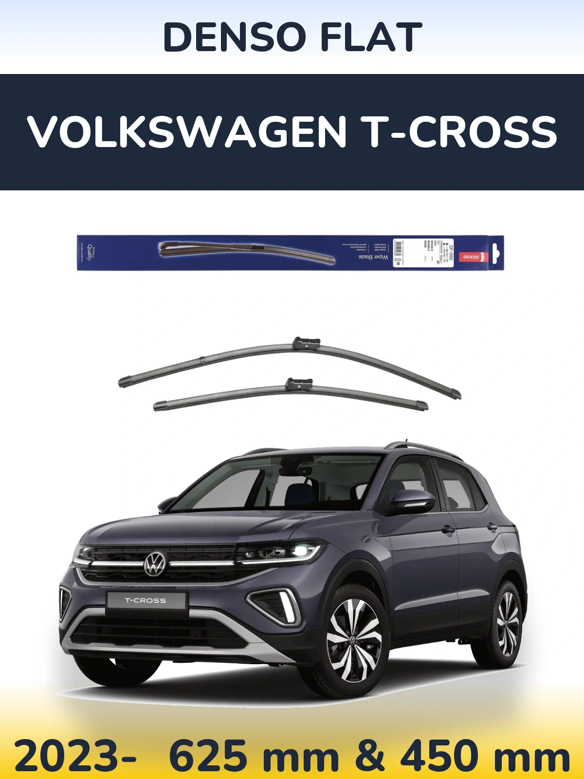Komplet przednich wycieraczek Denso Flat 600 & 450 mm do Volkswagen T-Cross 2023-2026