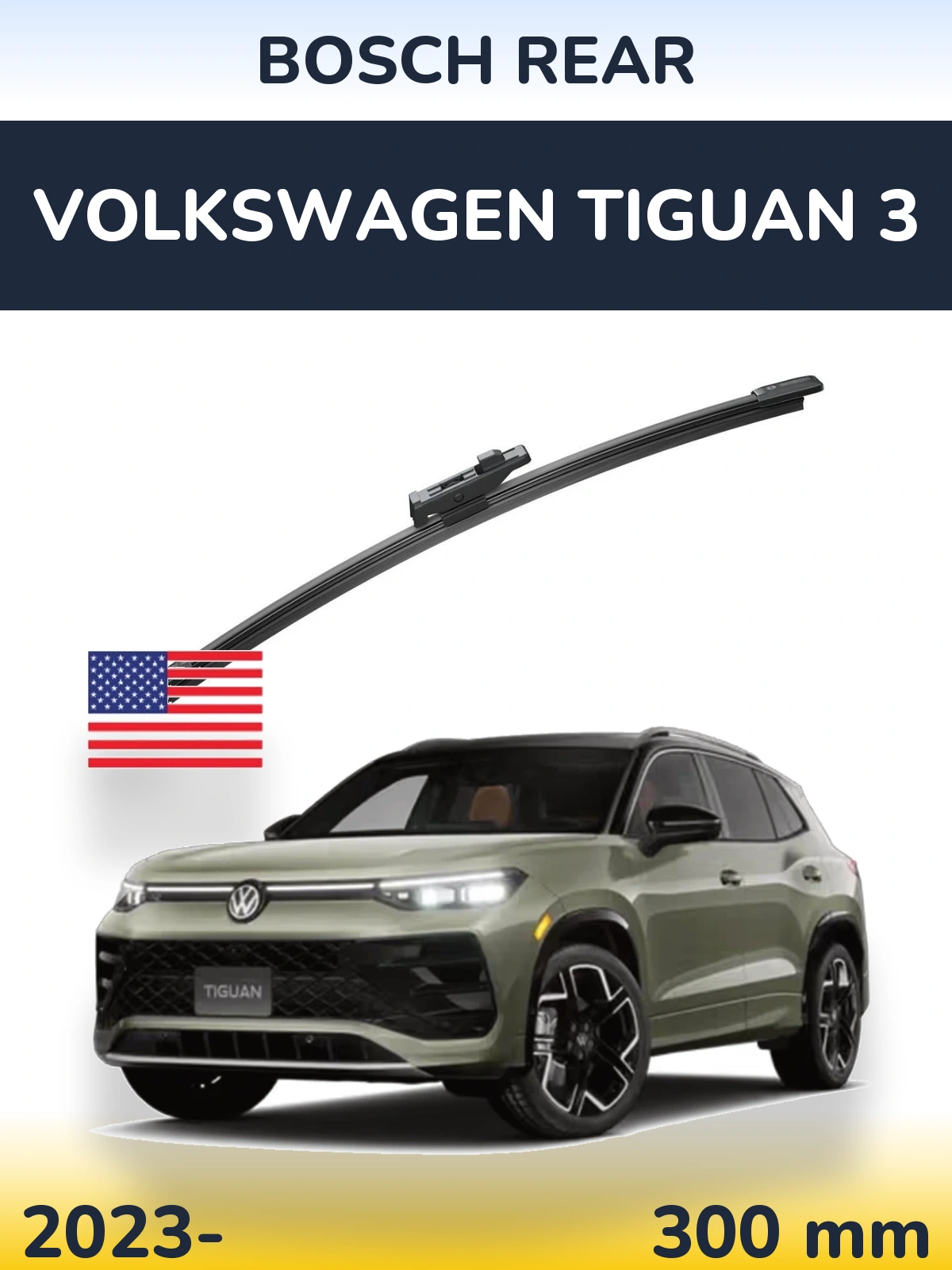 Rear wiper blade BOSCH Rear 300 mm for Volkswagen Tiguan 3 2023-2026