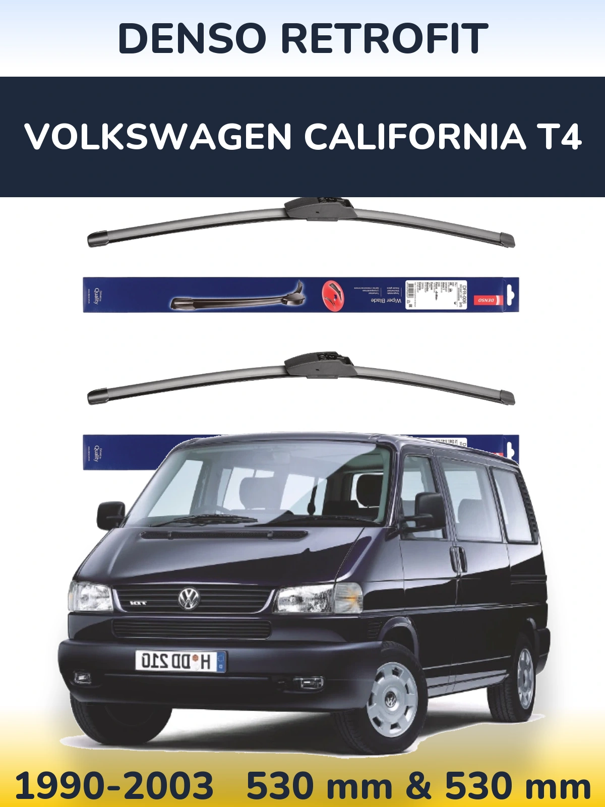 Komplet przednich wycieraczek Denso Retrofit 530 & 530 mm do Volkswagen California T4 1990-2003