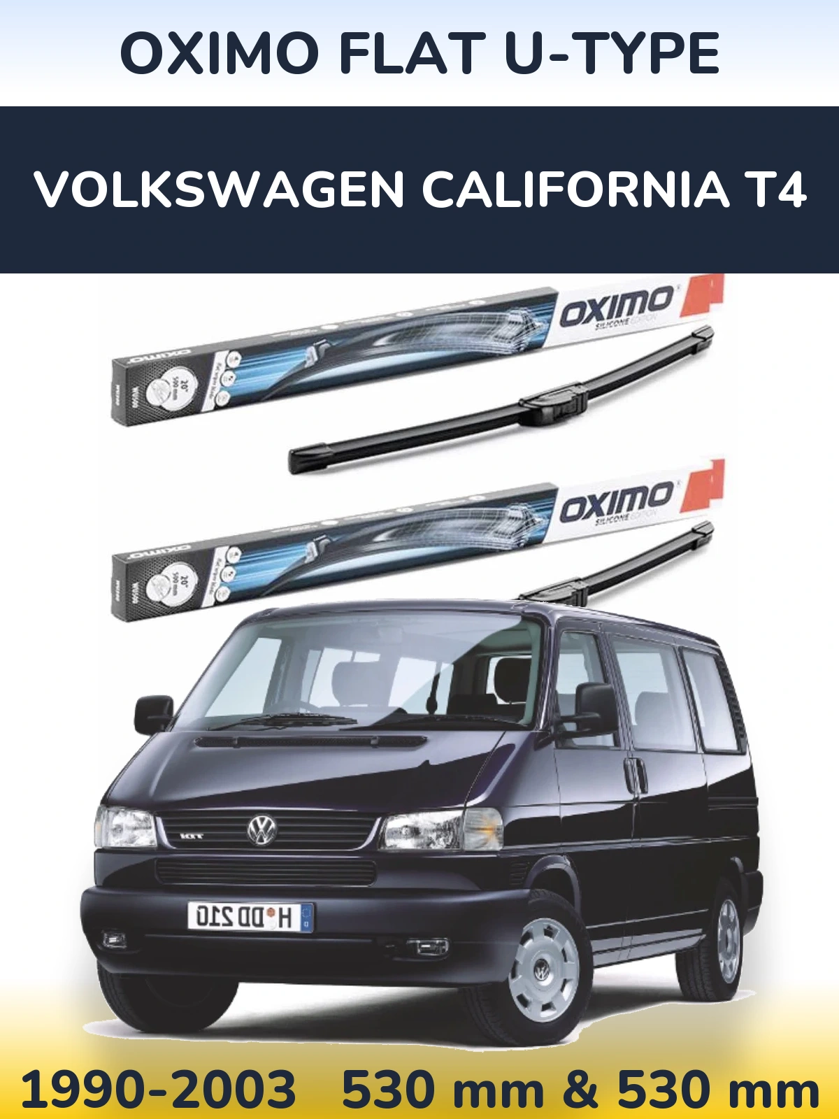 Komplet przednich wycieraczek Oximo Flat U-type 530 & 530 mm do Volkswagen California T4 1990-2003