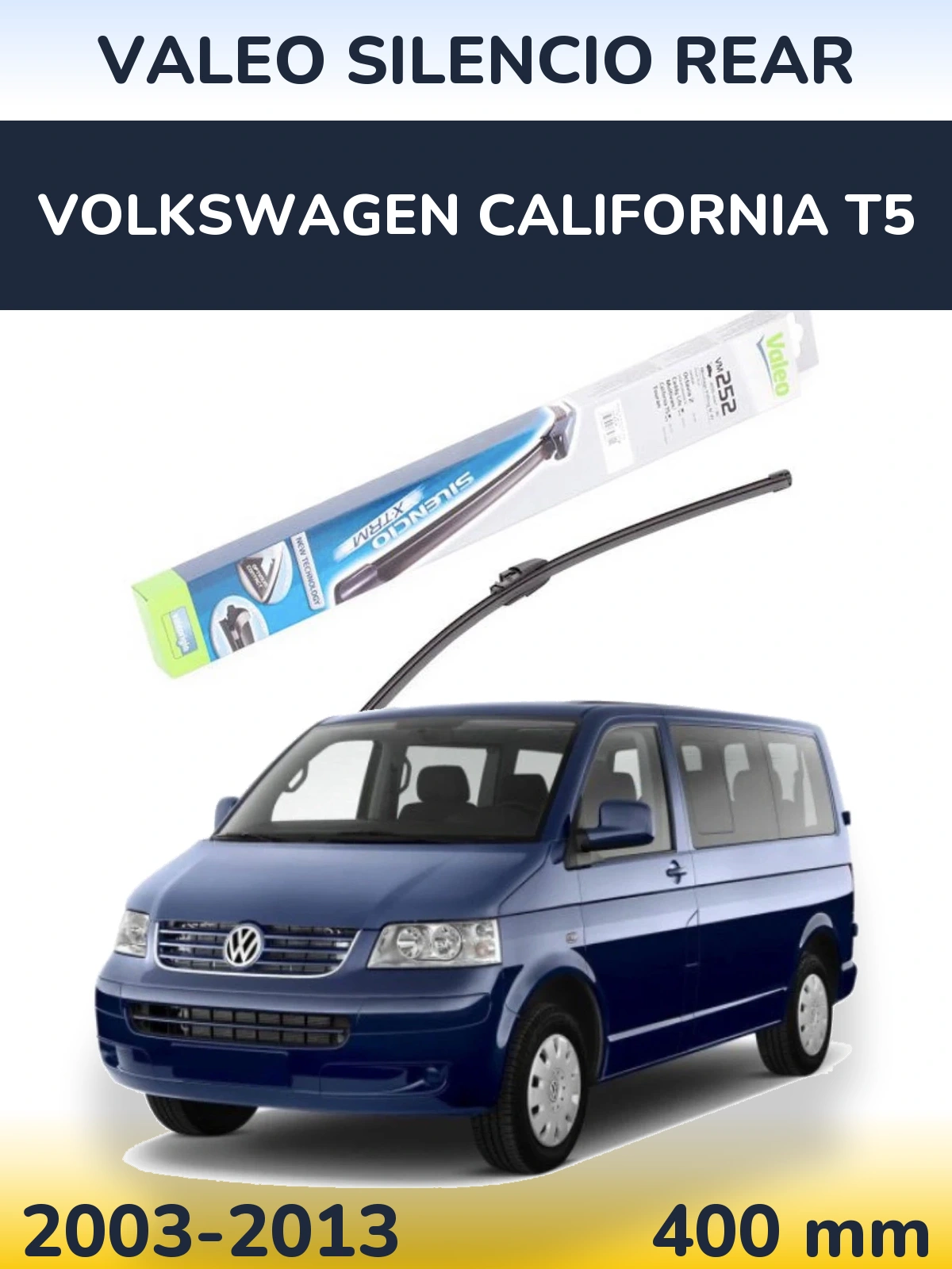 Rear wiper blade Valeo Silencio Rear 404 mm for Volkswagen California T5 2003-2013
