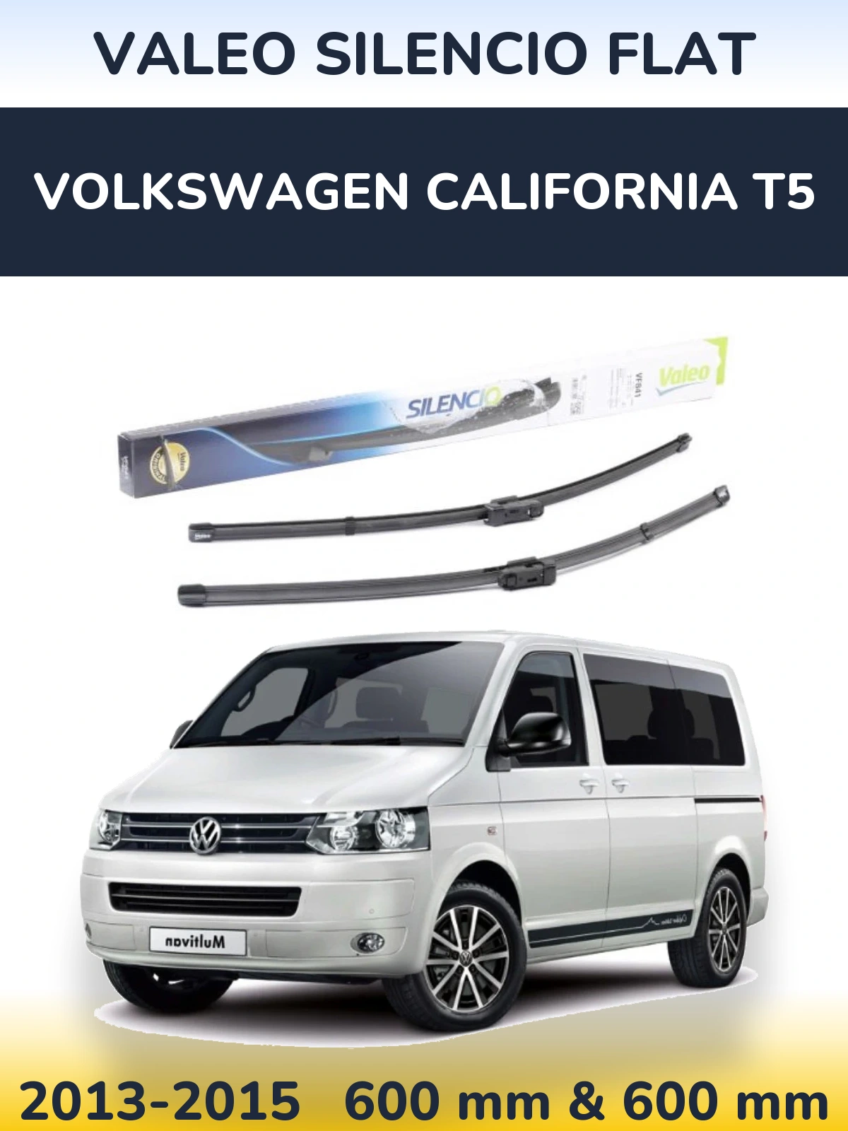Komplet przednich wycieraczek Valeo Silencio Flat 600 & 600 mm do Volkswagen California T5 2013-2015