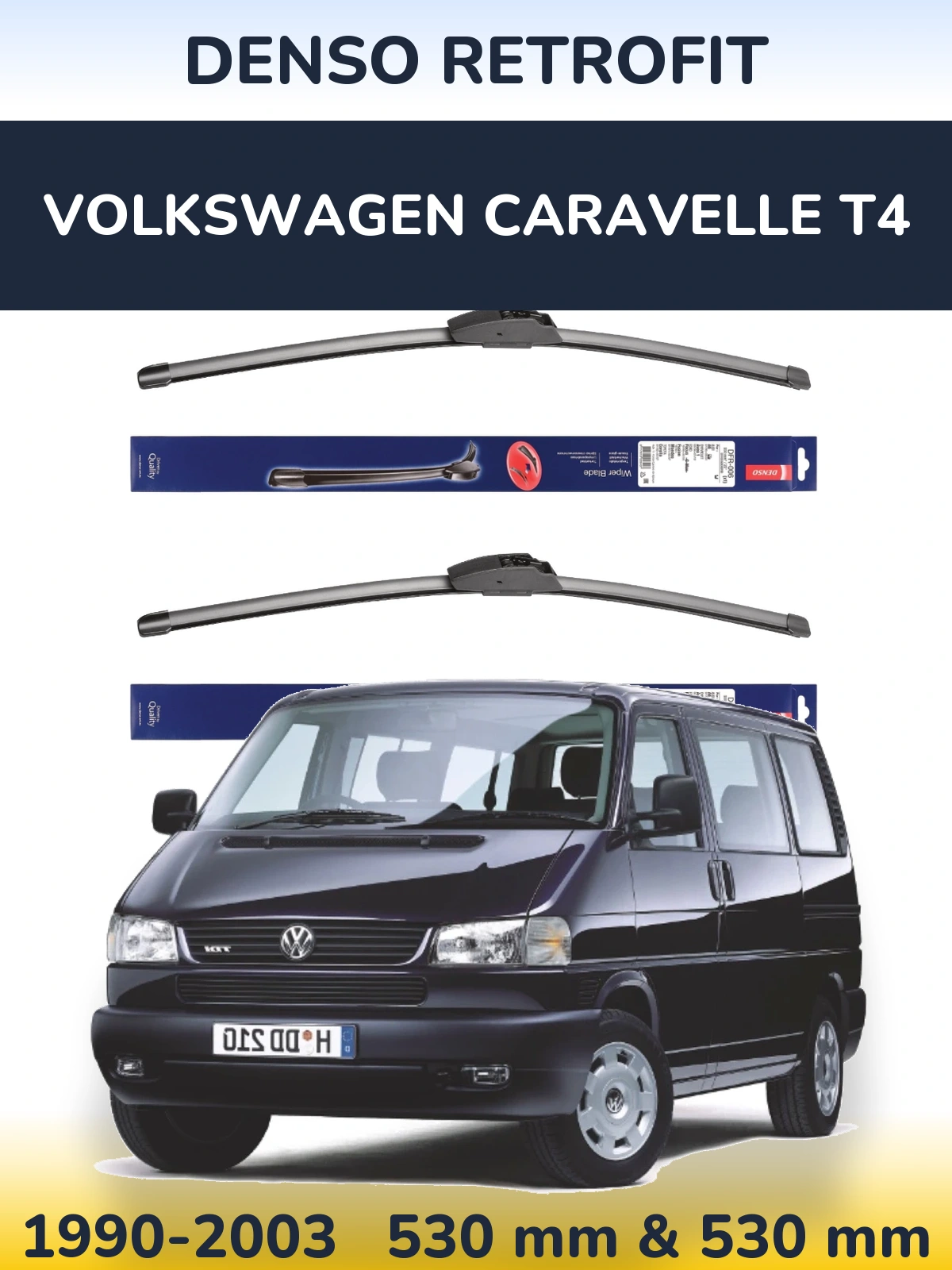 Komplet przednich wycieraczek Denso Retrofit 530 & 530 mm do Volkswagen Caravelle T4 1990-2003