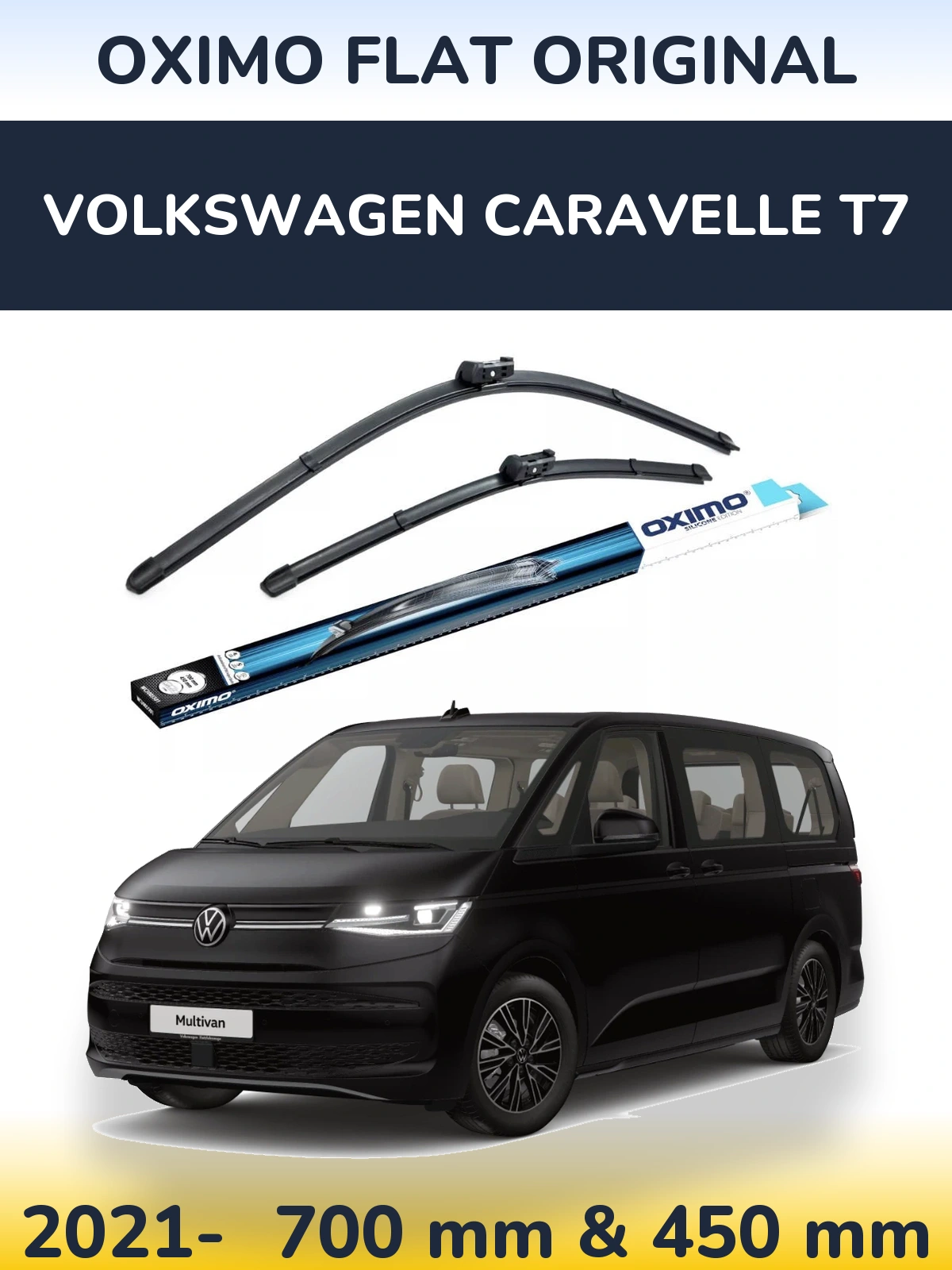 Komplet przednich wycieraczek Oximo Flat Original 700 & 450 mm do Volkswagen Caravelle T7 2021-2026