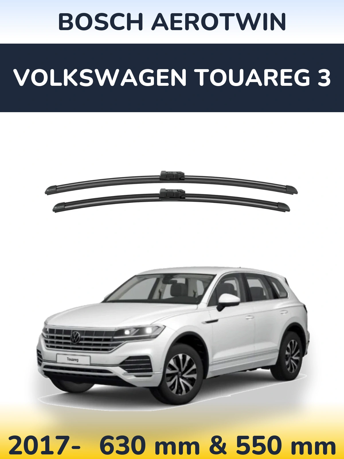 Front wiper blade set BOSCH AeroTwin 625 & 550 mm for Volkswagen Touareg 3 2017-2026
