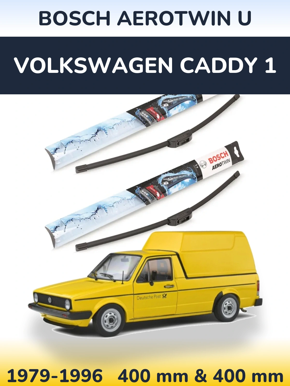 Комплект передних дворников BOSCH AeroTwin U 400 & 400 мм для Volkswagen Caddy 1 1979-1996