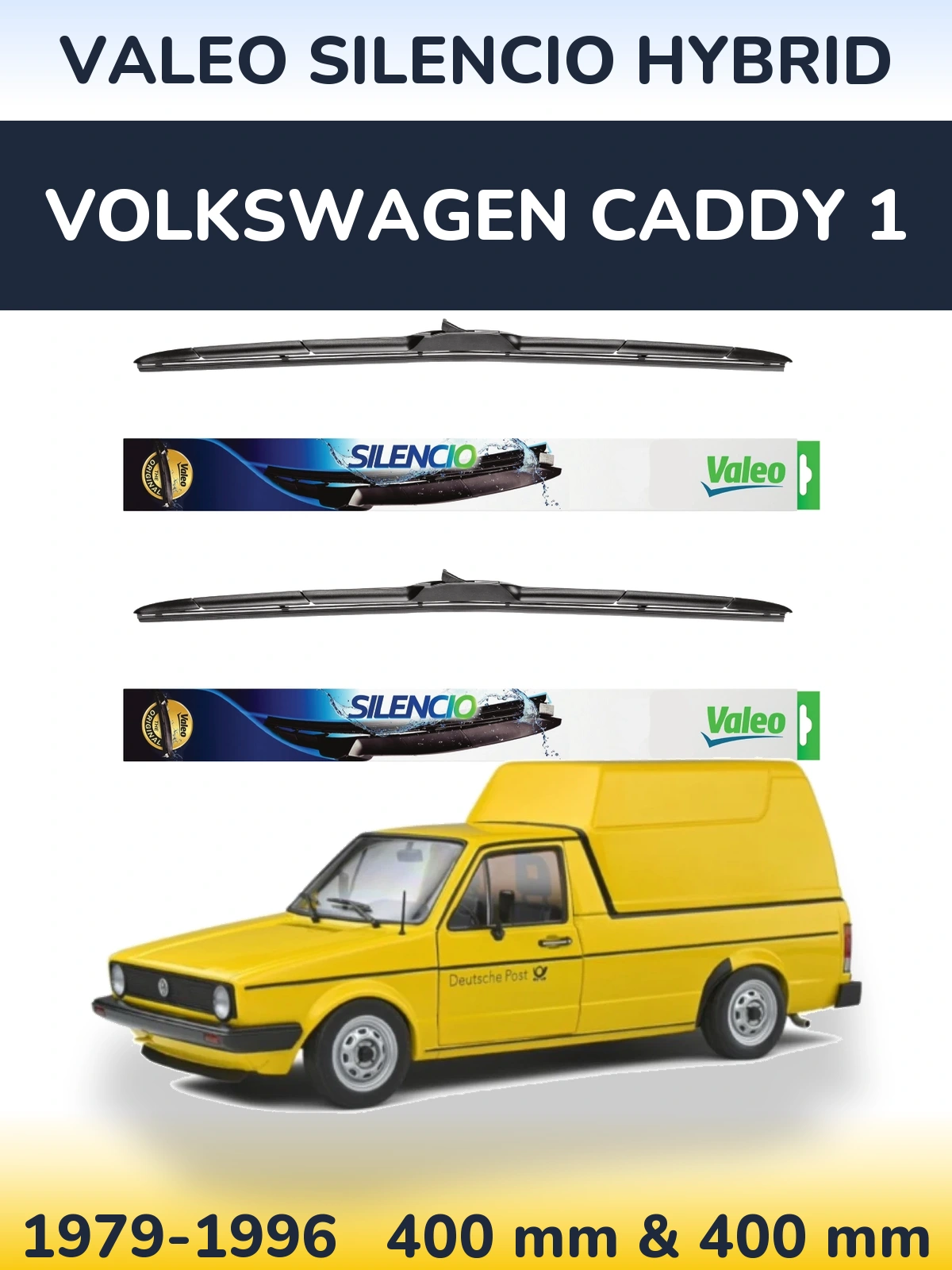 Komplet przednich wycieraczek Valeo Silencio Hybrid 400 & 400 mm do Volkswagen Caddy 1 1979-1996