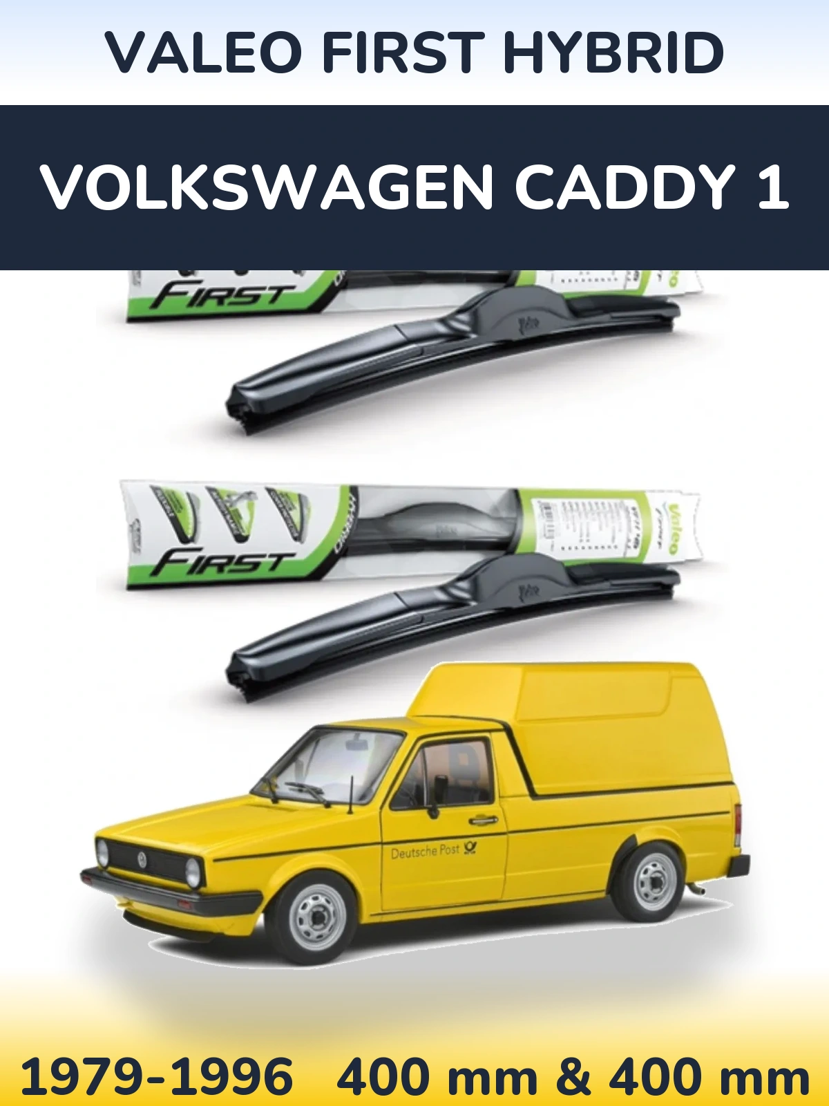 Комплект передних дворников Valeo First Hybrid 400 & 400 мм для Volkswagen Caddy 1 1979-1996