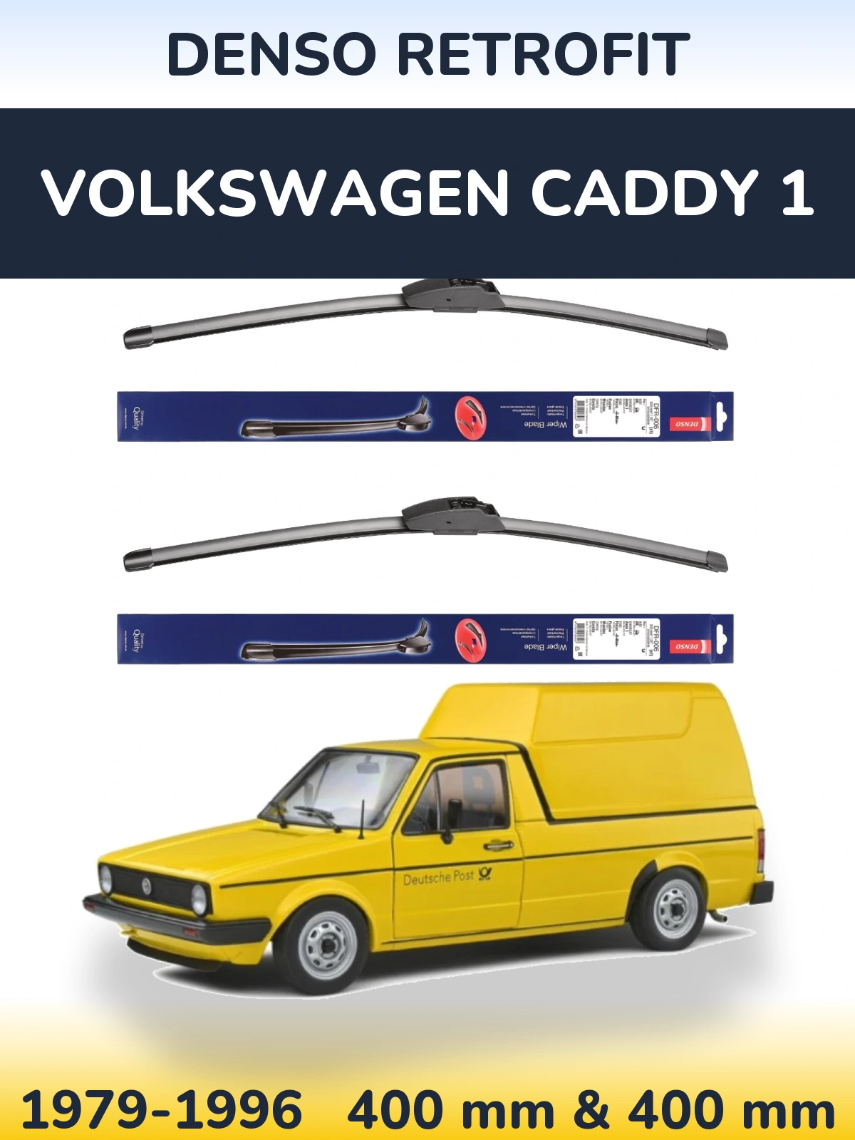 Комплект передних дворников Denso Retrofit 400 & 400 мм для Volkswagen Caddy 1 1979-1996