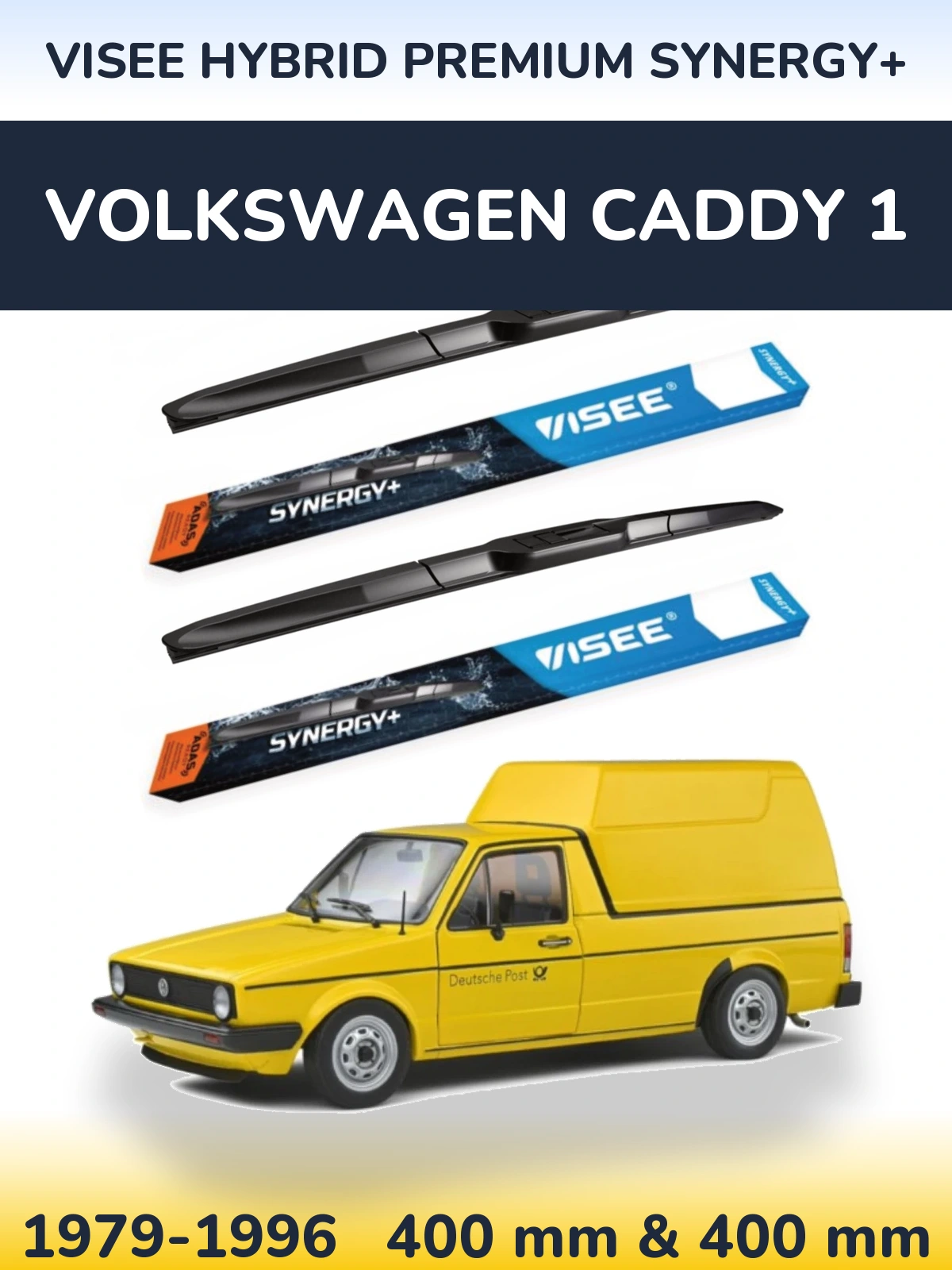 Комплект передних дворников VISEE HYBRID PREMIUM SYNERGY+ 400 & 400 мм для Volkswagen Caddy 1 1979-1996