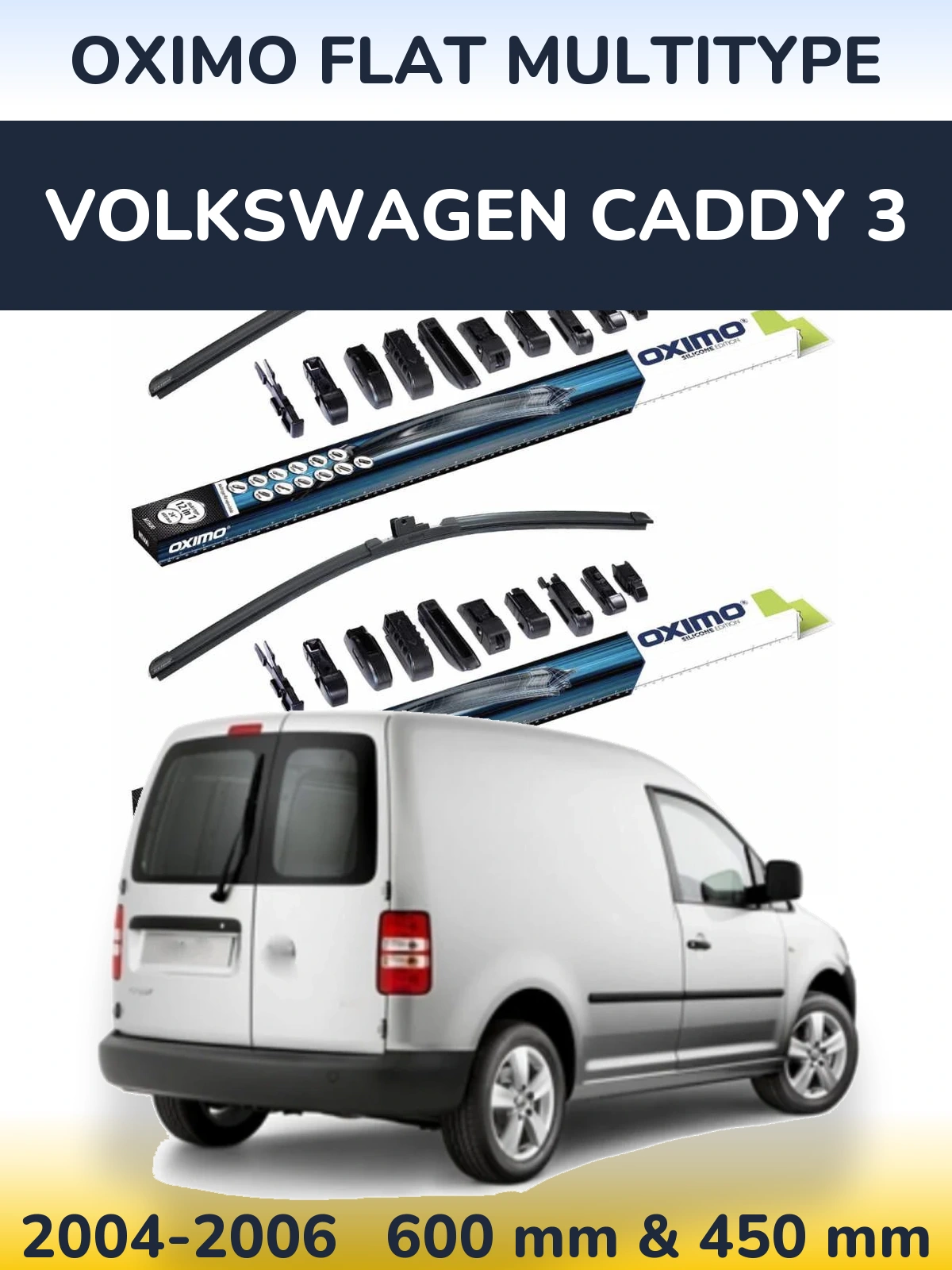 Komplet przednich wycieraczek Oximo Flat MultiType 600 & 450 mm do Volkswagen Caddy 3 2004-2006
