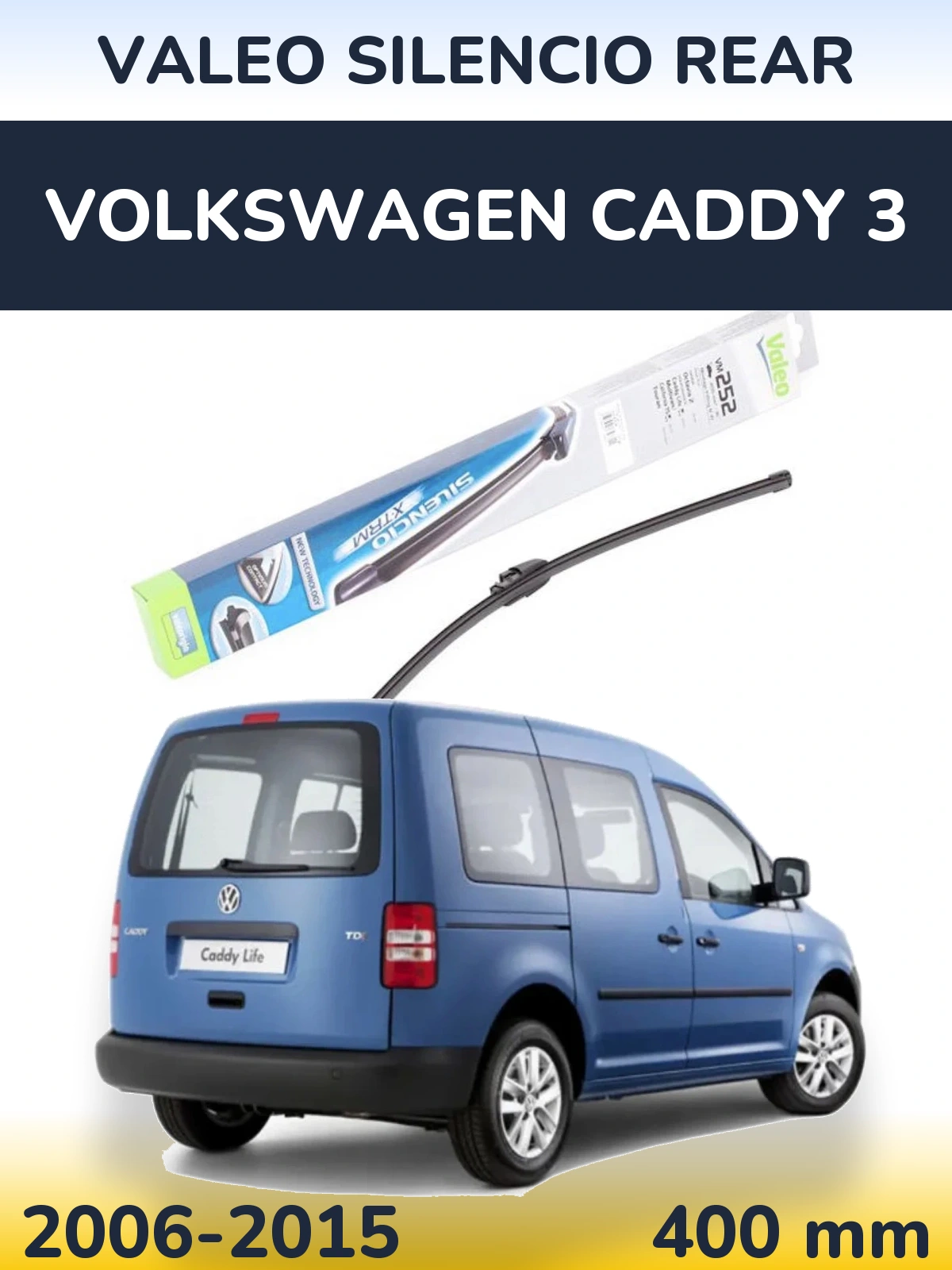 Rear wiper blade Valeo Silencio Rear 404 mm for Volkswagen Caddy 3 2006-2015