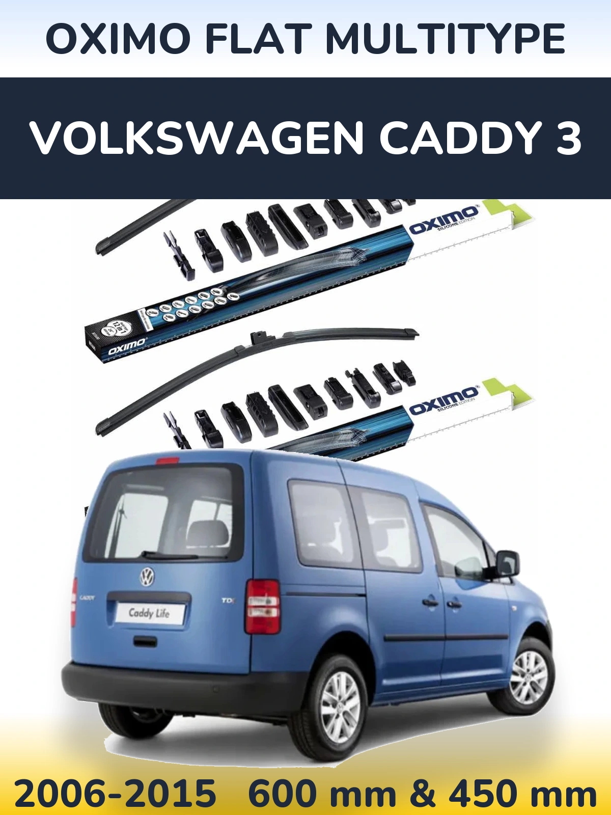 Komplet przednich wycieraczek Oximo Flat MultiType 600 & 450 mm do Volkswagen Caddy 3 2006-2015