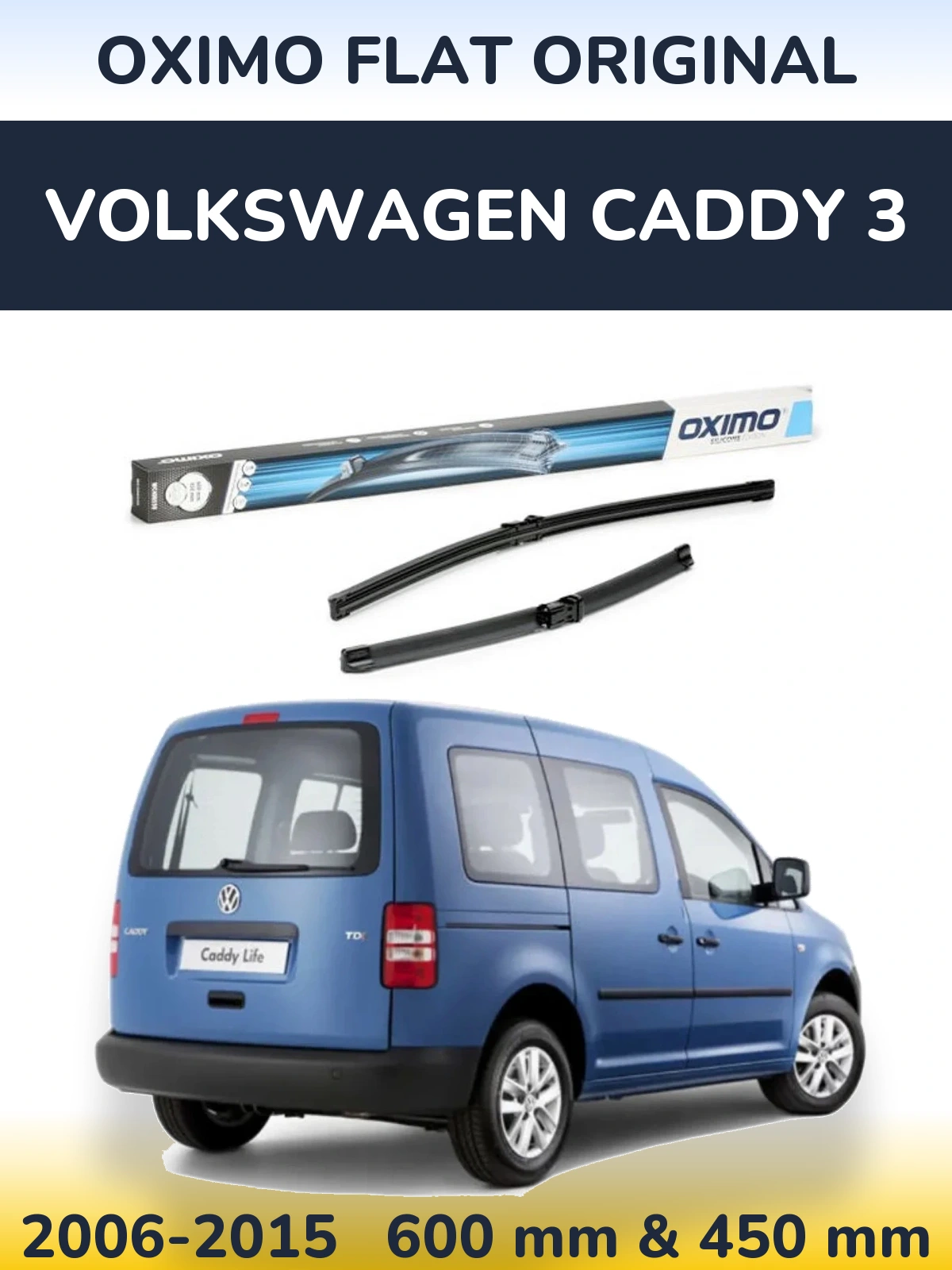 Комплект передних дворников Oximo Flat Original 600 & 450 мм для Volkswagen Caddy 3 2006-2015