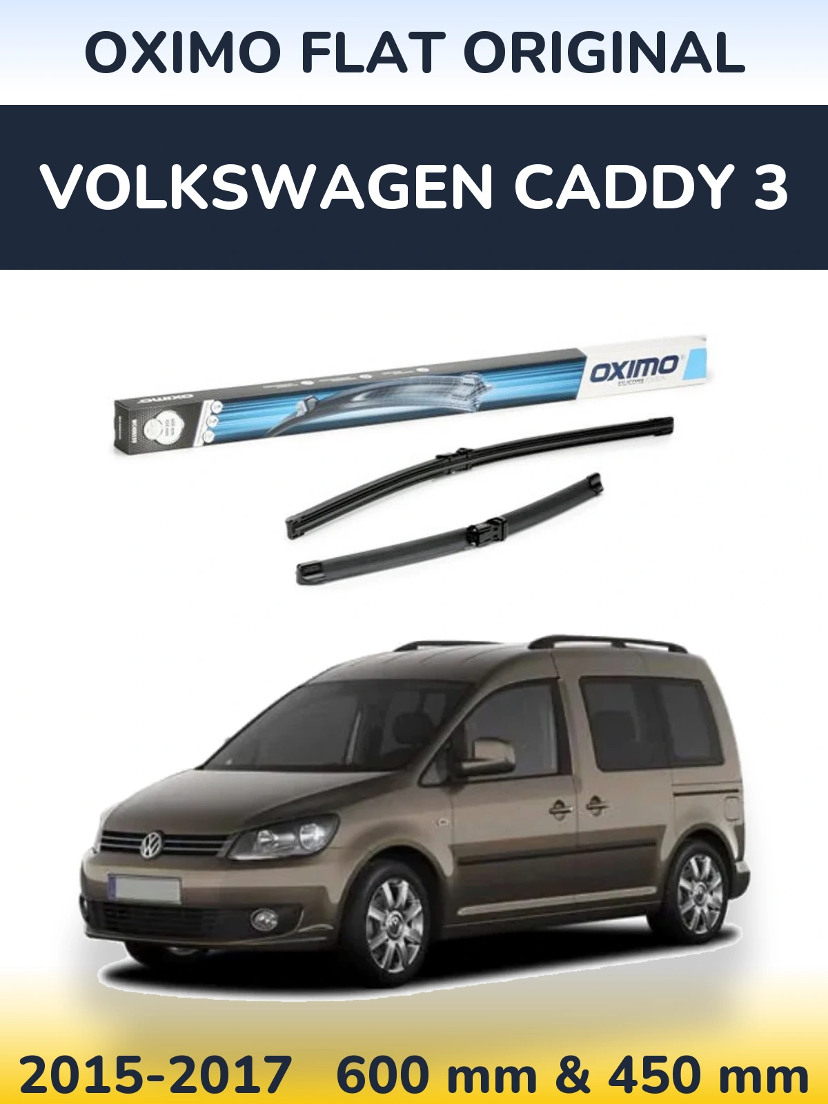 Комплект передних дворников Oximo Flat Original 600 & 450 мм для Volkswagen Caddy 3 2015-2017