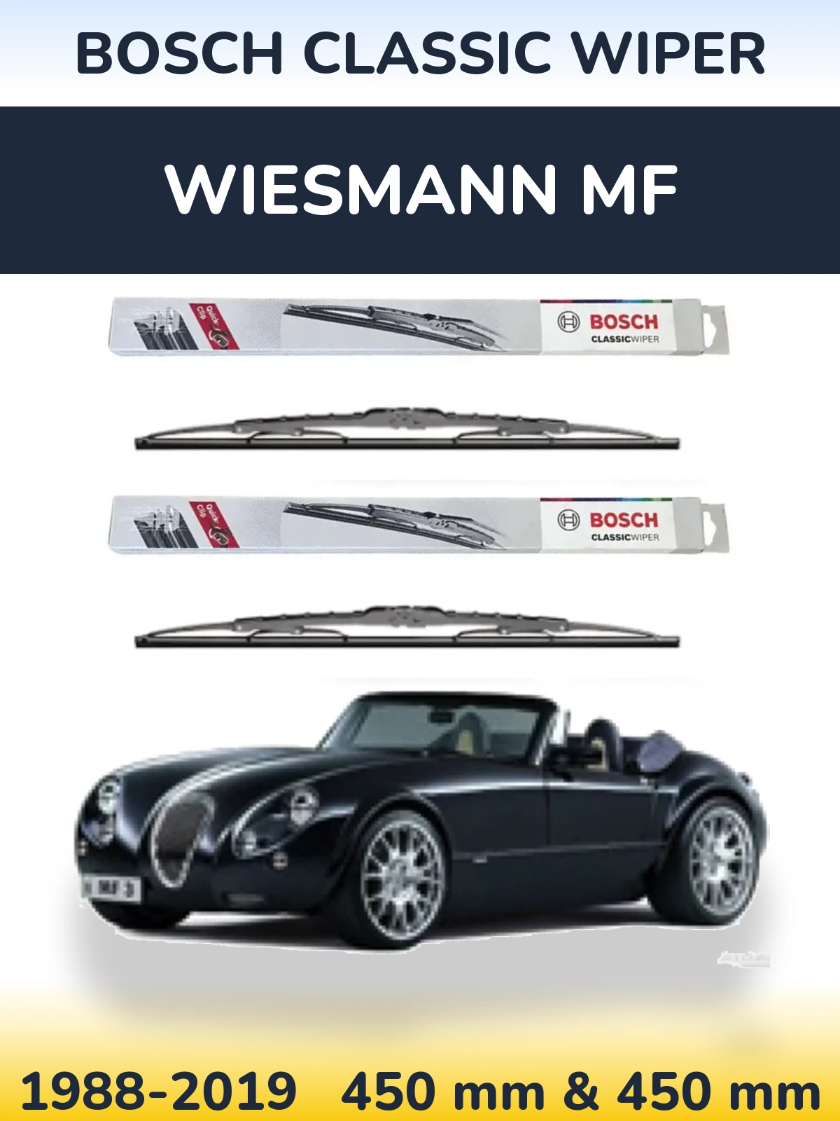 Комплект передних дворников BOSCH Classic Wiper 450 & 450 мм для Wiesmann MF 1988-2019